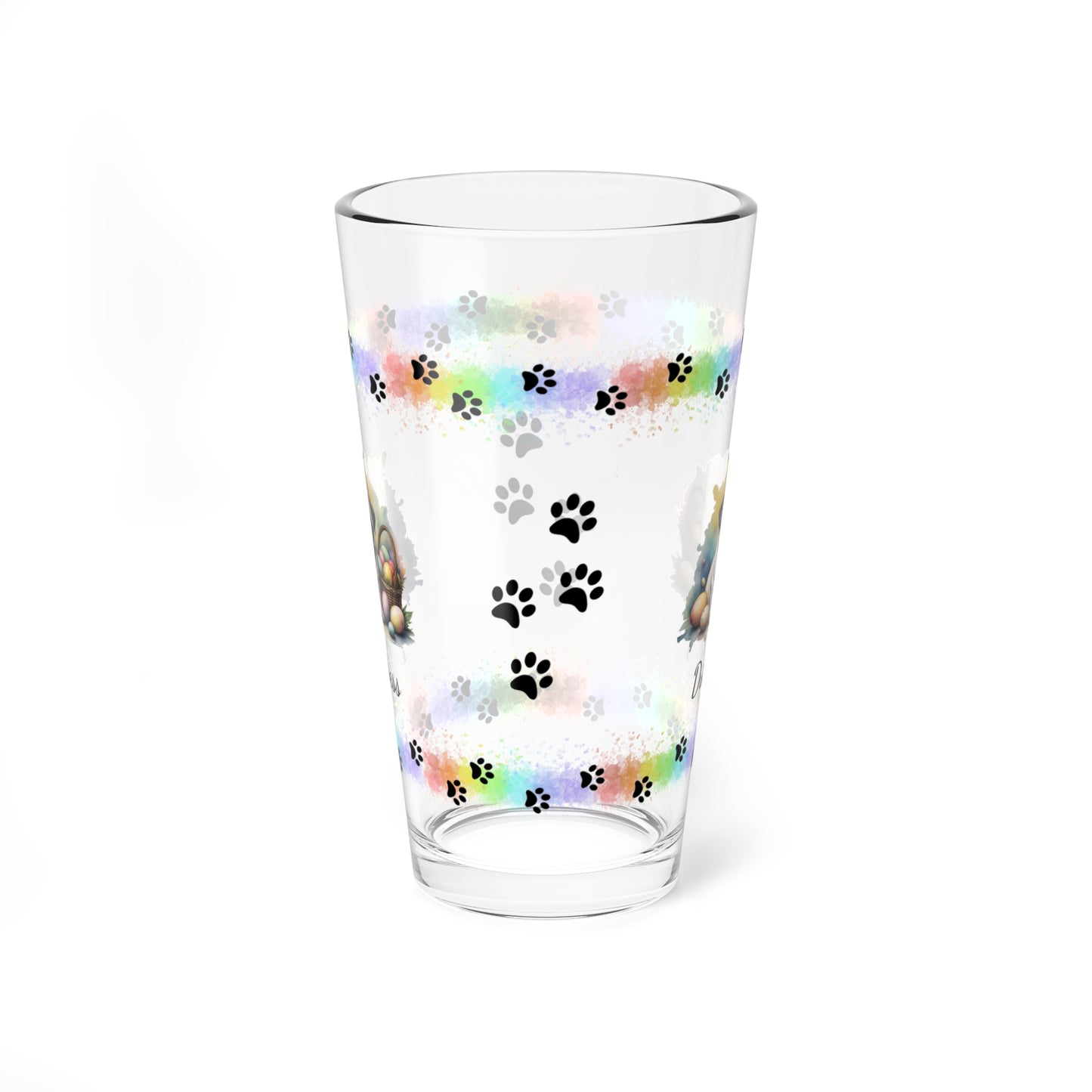 Pug personalized Easter puppy 16oz pint glass custom dog gift mental health support and festive Easter decor