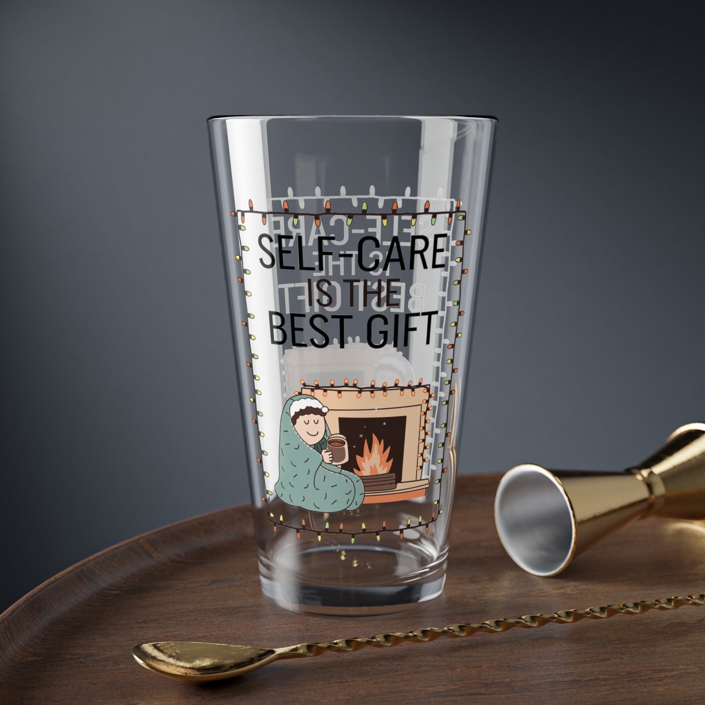 Self-Care Is The Best Gift, Christmas Pint Glass, 16oz