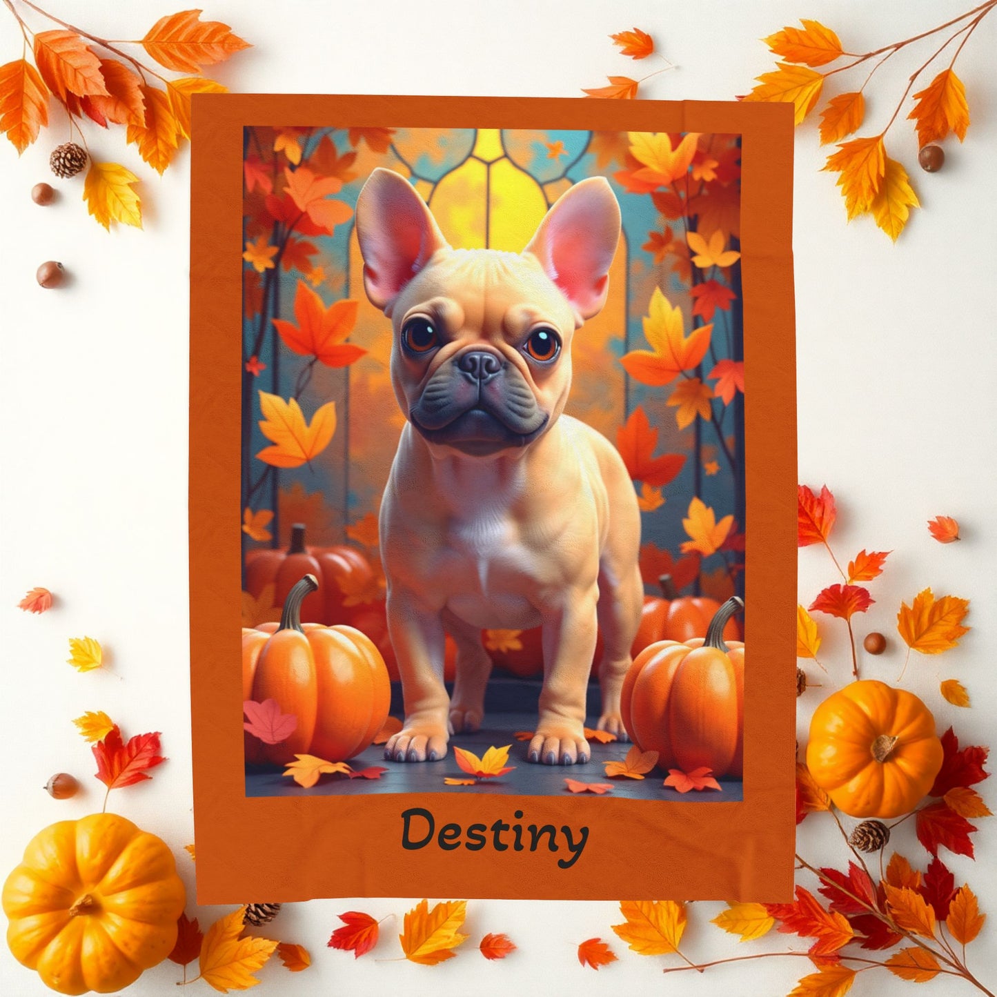 Fawn French Bulldog velveteen plush blanket, plush personalized dog throw for Frenchie parents - MySisterIsASurvivor