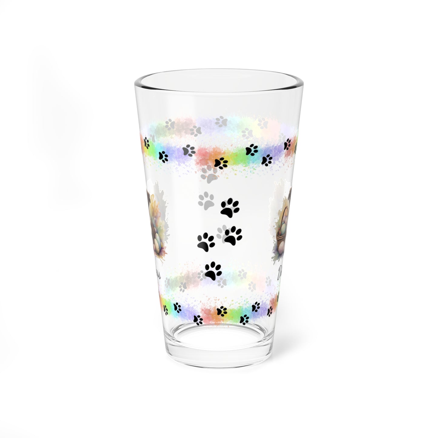Border Collie (Brown & White) Personalized Easter Puppy 16oz Pint Glass - Custom Dog Design, Mental Health Gift, Easter Décor, and Festive Celebrations