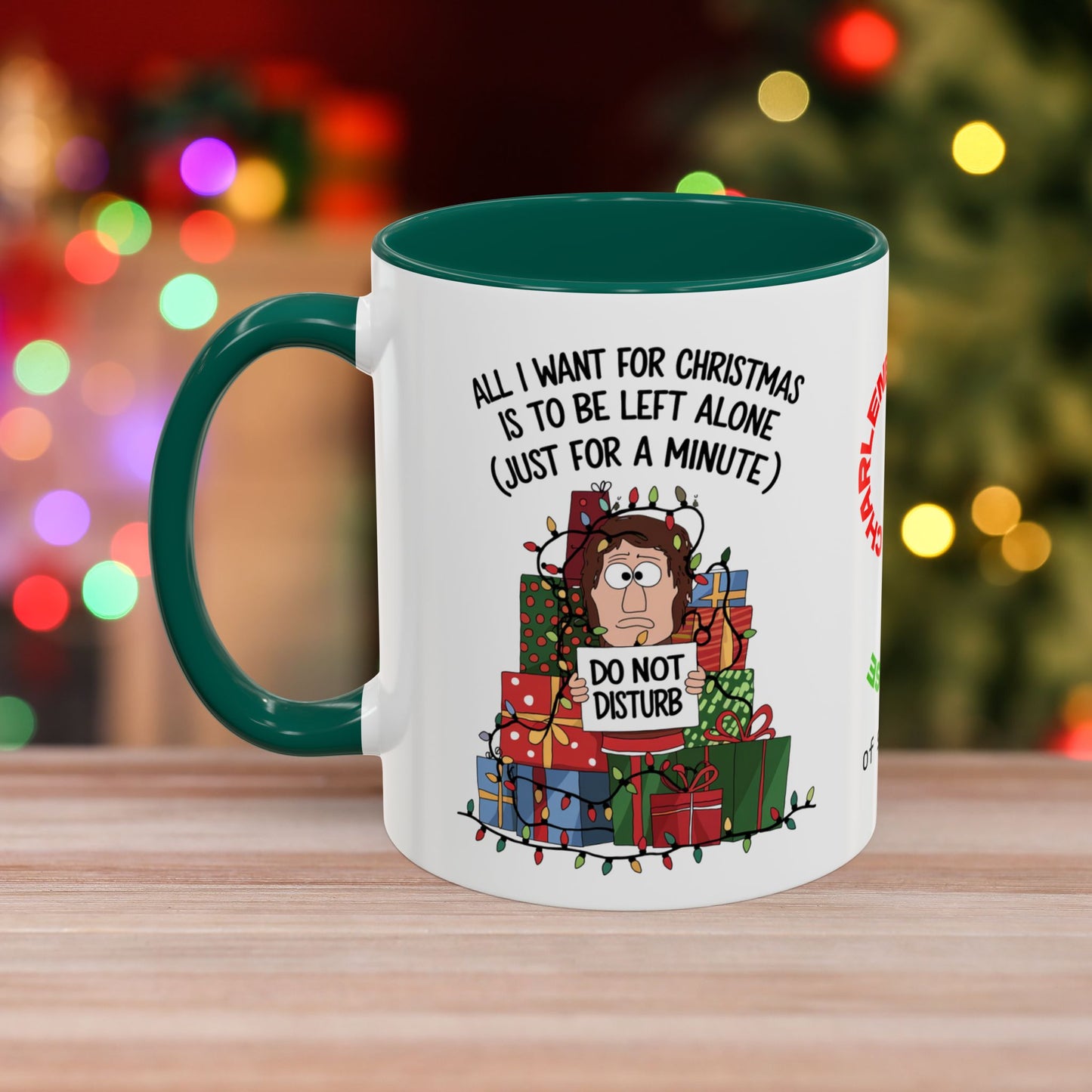 All I Want For Christmas Is To Be Left Alone – Funny Christmas Mug with Colorful Design and Accent Color