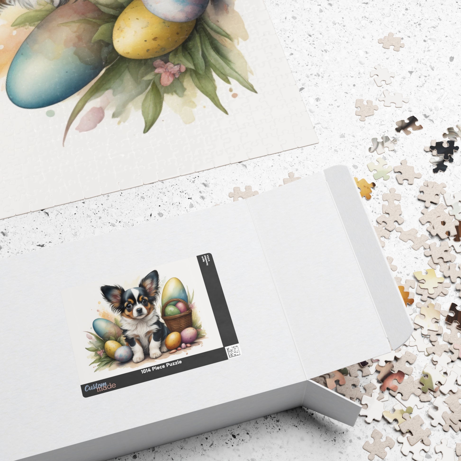 Papillon (White, Black & Tan) Easter Puppy Puzzle - Dog Lovers, Mental Health Benefits, Holiday Fun, Mindfulness, Stress Relief, Festive Gift