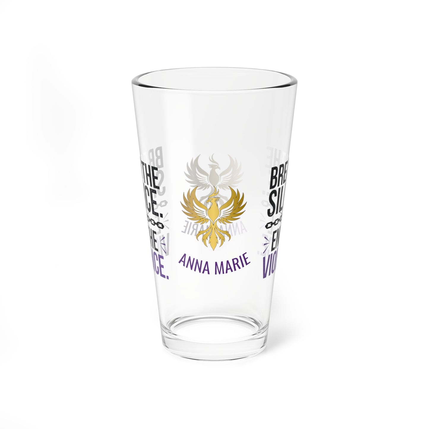 Rise & Reclaim Pint Glass – Break the Silence. End the Violence | Abuse Awareness Glass