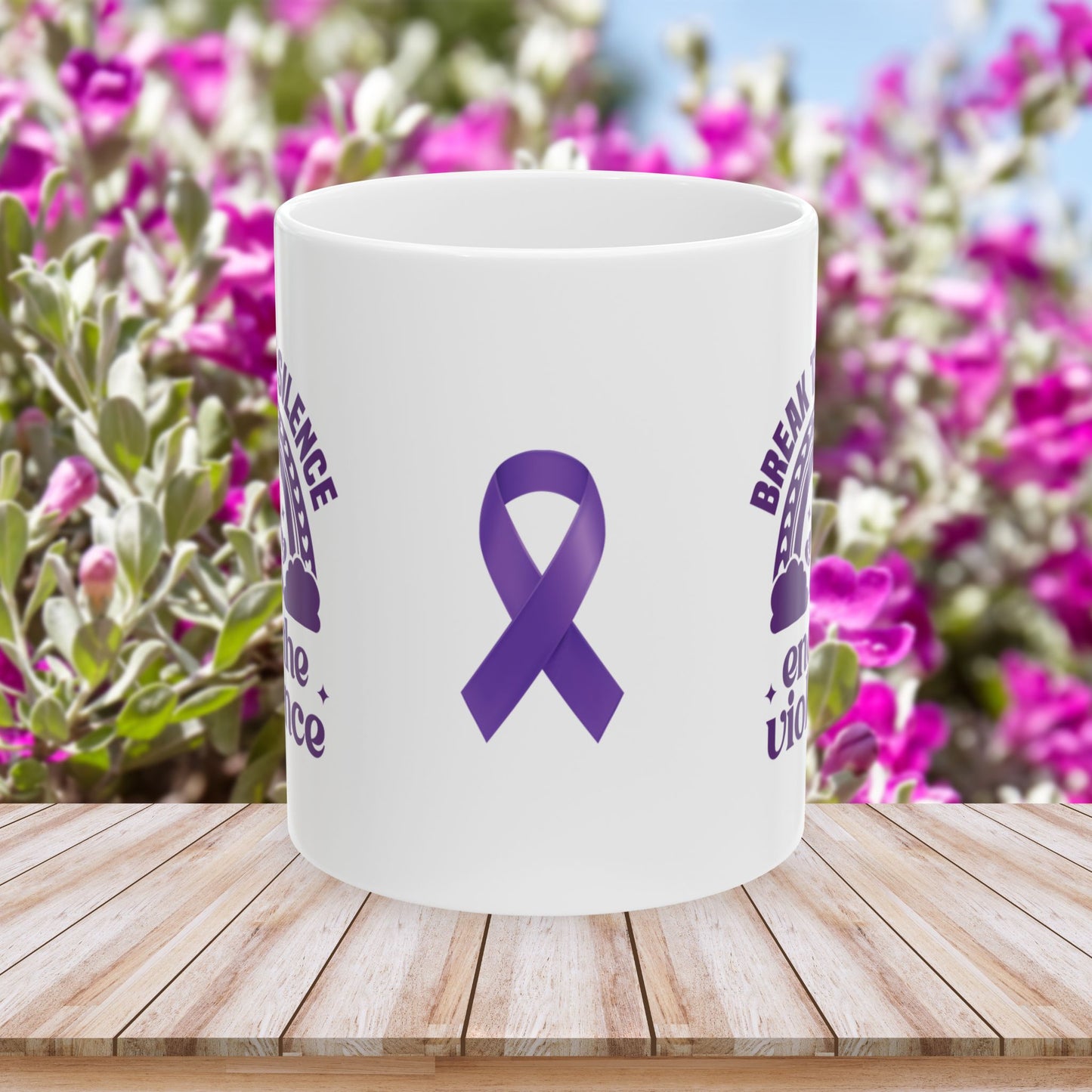 Break the Silence, End the Violence Ceramic Mug - Domestic Violence Awareness