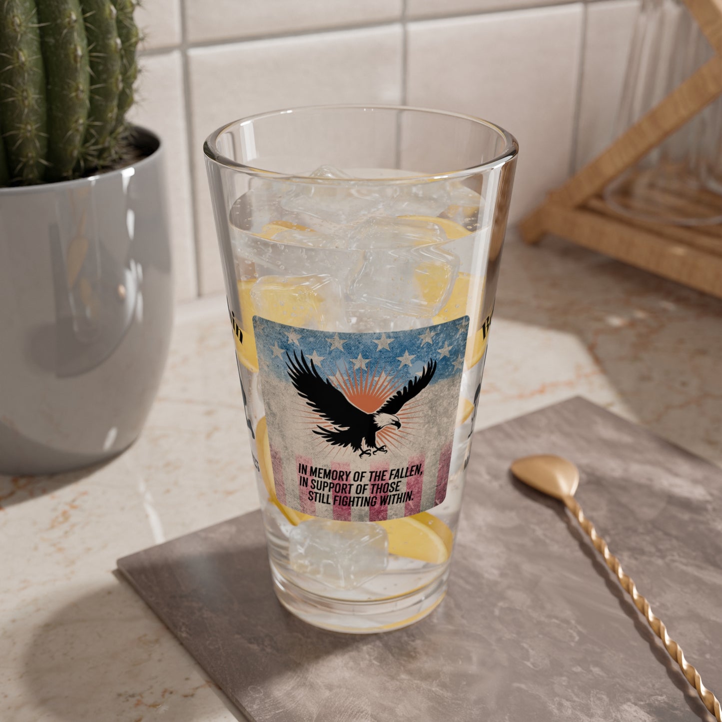 Personalized Memorial Day Pint Glass - "In Memory Of The Fallen", PTSD Awareness Gift for Veterans & Memorial Days