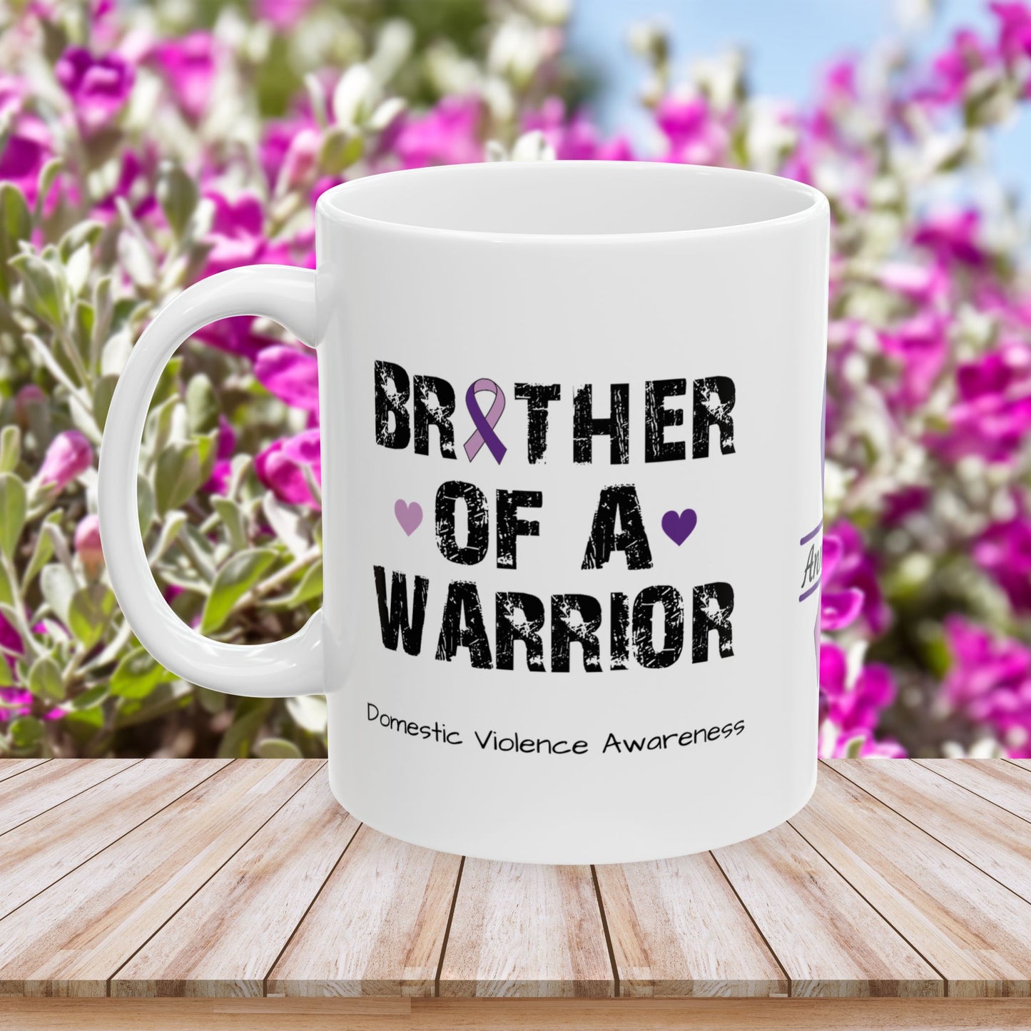 Brother of a Warrior mug - domestic violence awareness mug with personalized support message