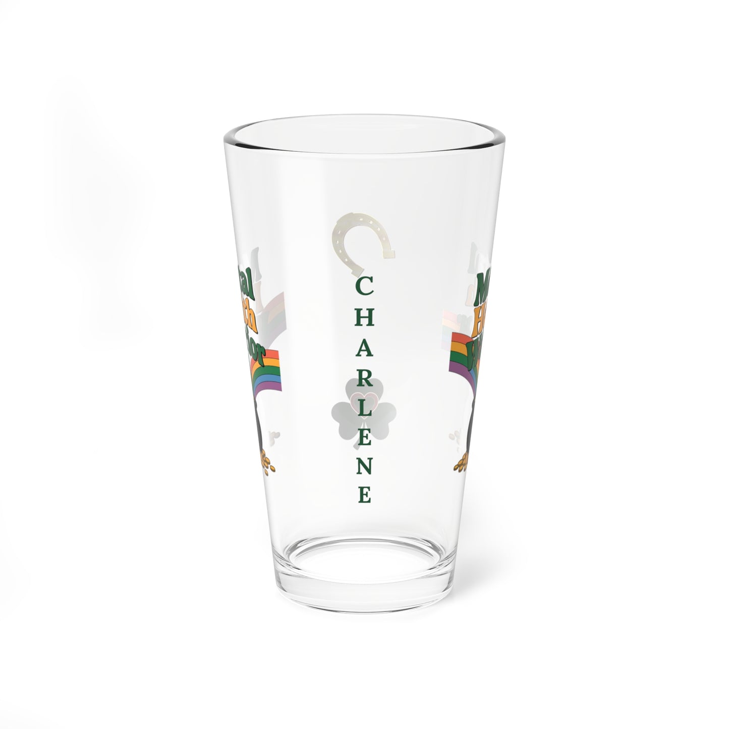 Mental Health Warrior: Personalized St. Patrick's Day Pint Glass - Customizable Name for Happiness and Positivity