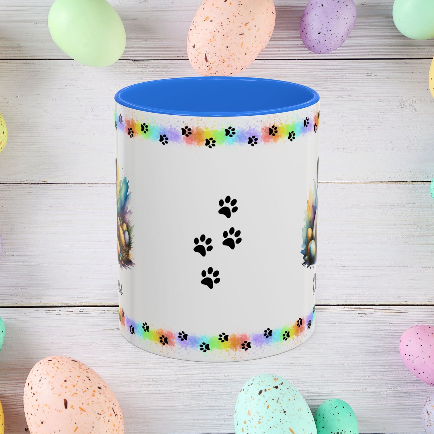 French Bulldog Cream Easter puppy coffee mug, personalized cute dog coffee cup gift for mental health awareness