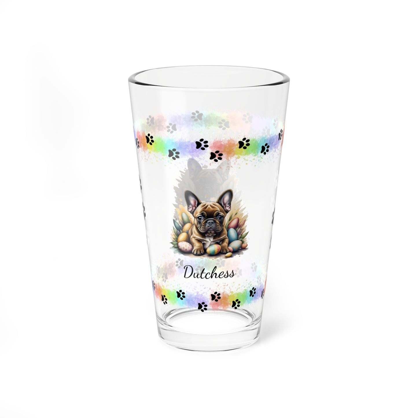 French Bulldog (Fawn) Personalized Easter Puppy 16oz Pint Glass - Custom Dog Design, Mental Health Gift, Easter Décor, and Festive Celebrations
