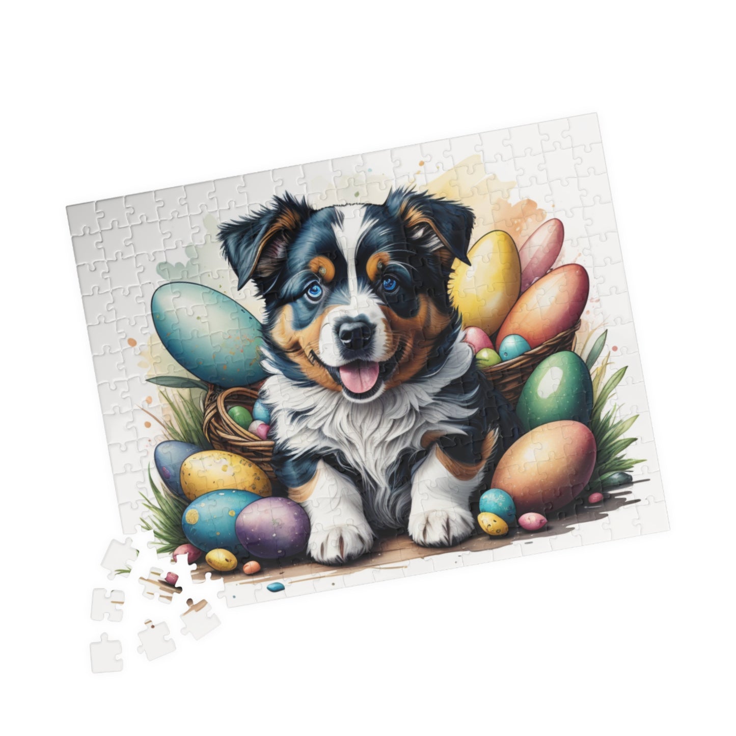 Australian Shepherd Easter Puppy Puzzle - Dog Lovers, Mental Health Benefits, Holiday Fun, Mindfulness, Stress Relief, Festive Gift