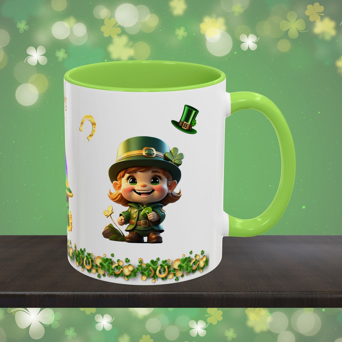 Leprechaun Mischief Logic: St. Patrick's Day Two-Tone Coffee Mug - Festive Ceramic Mug for Positivity & Mindfulness