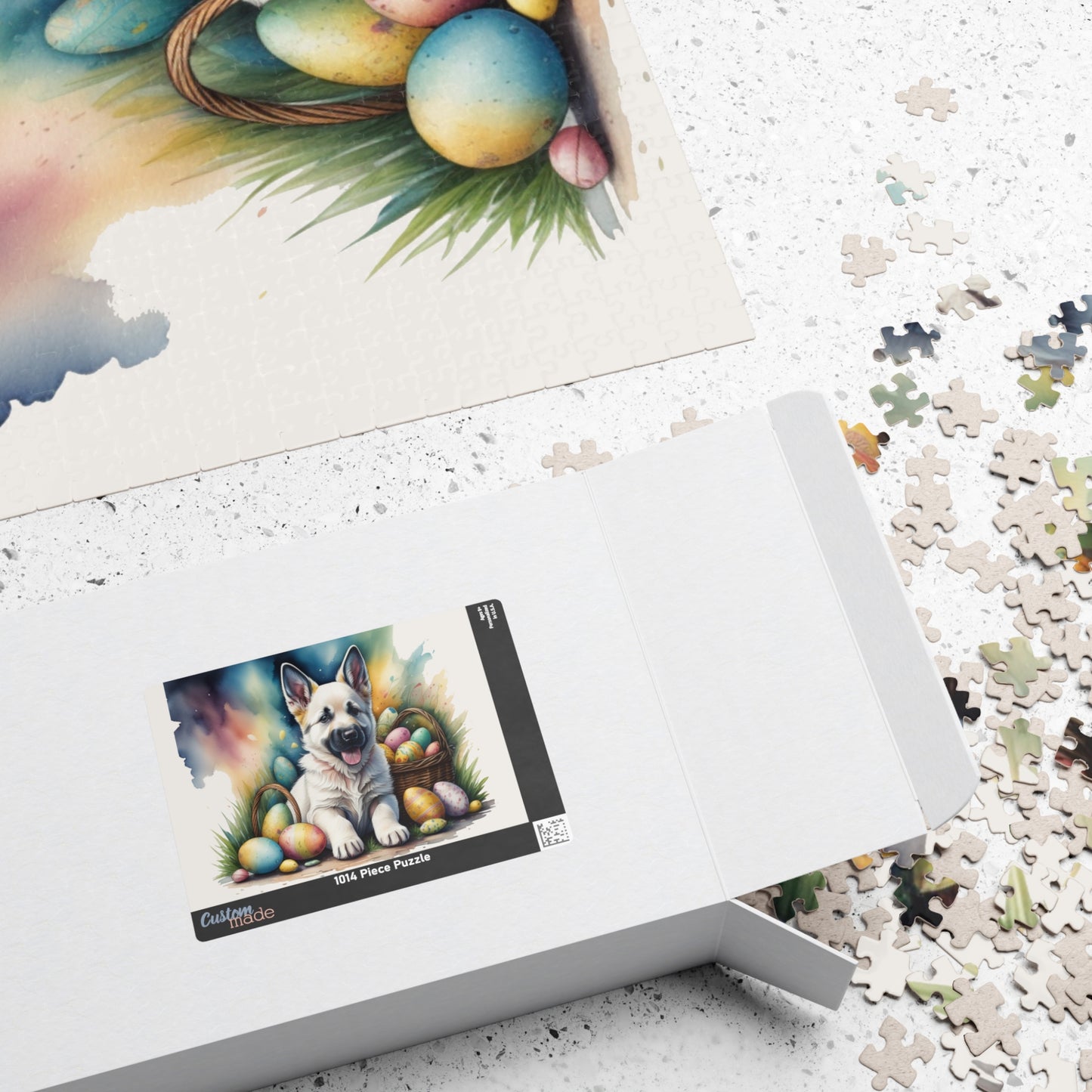 German Shepherd (White) Easter Puppy Puzzle - Dog Lovers, Mental Health Benefits, Holiday Fun, Mindfulness, Stress Relief, Festive Gift