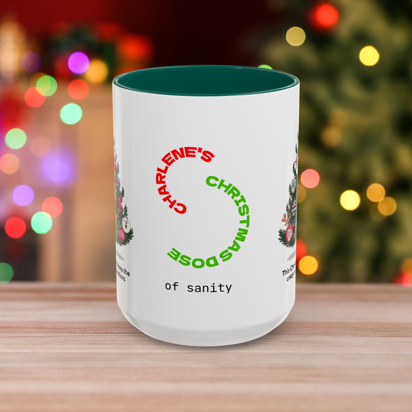 This Christmas, Let's Keep The Crazy To The Decorations - Humorous Christmas Mug with Accent Color
