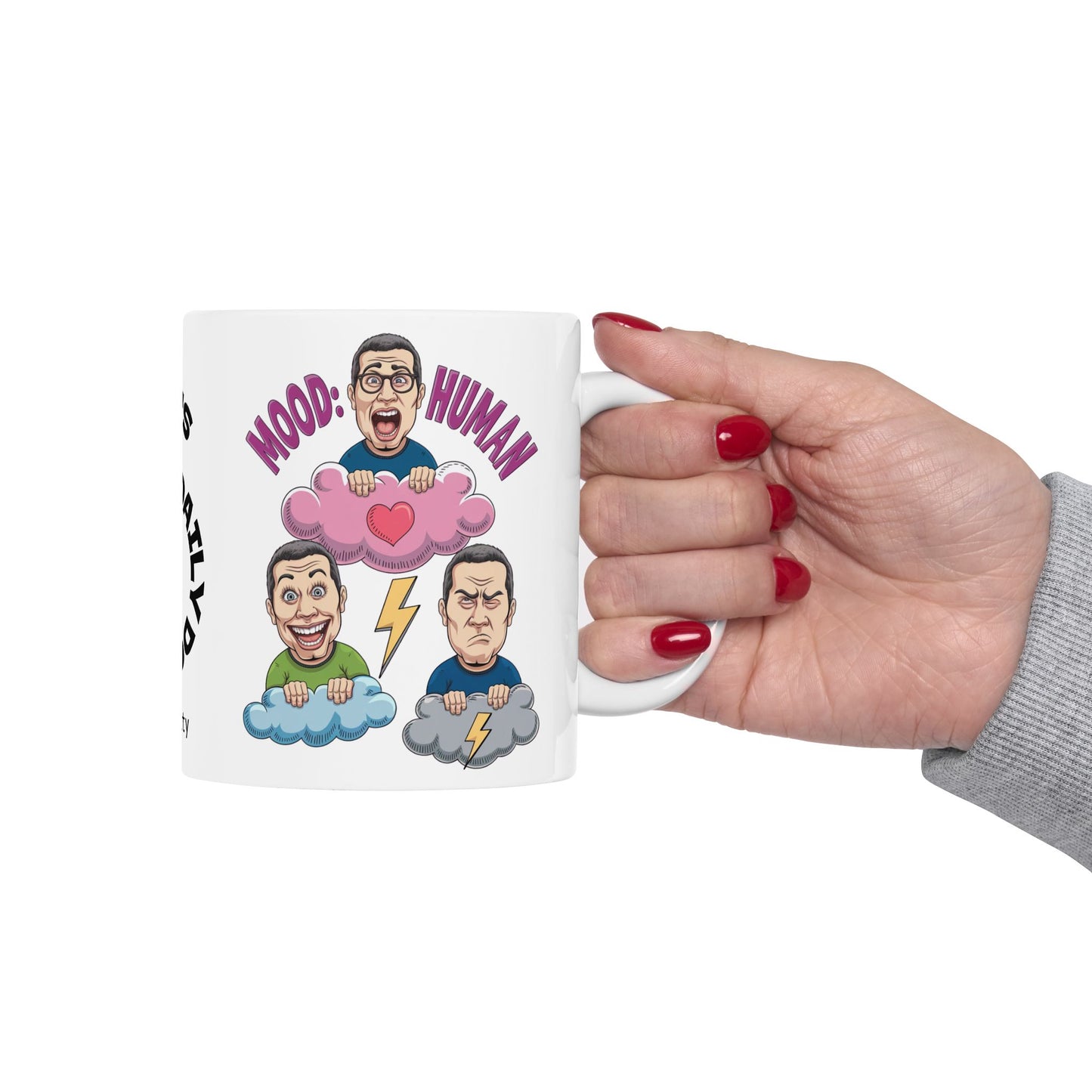 Mood: Human Funny Mental Health Mug, Stylish Ceramic Coffee Cup, Positive Affirmation Gift, Anxiety Relief, Self-Care Mug, Therapist Office Décor