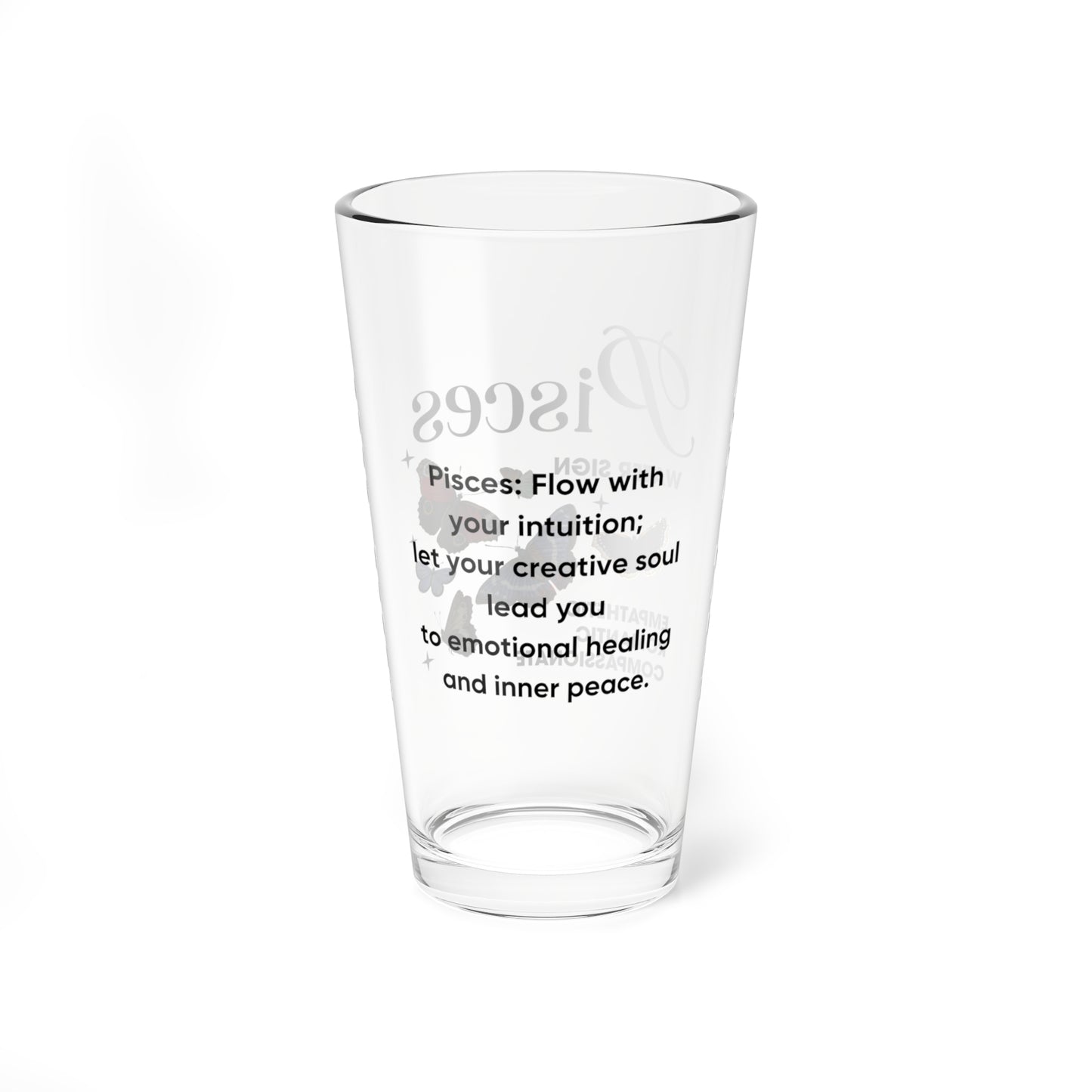 Pisces astrology pint glass, personalized 16oz zodiac star sign birthday drinkware gift
