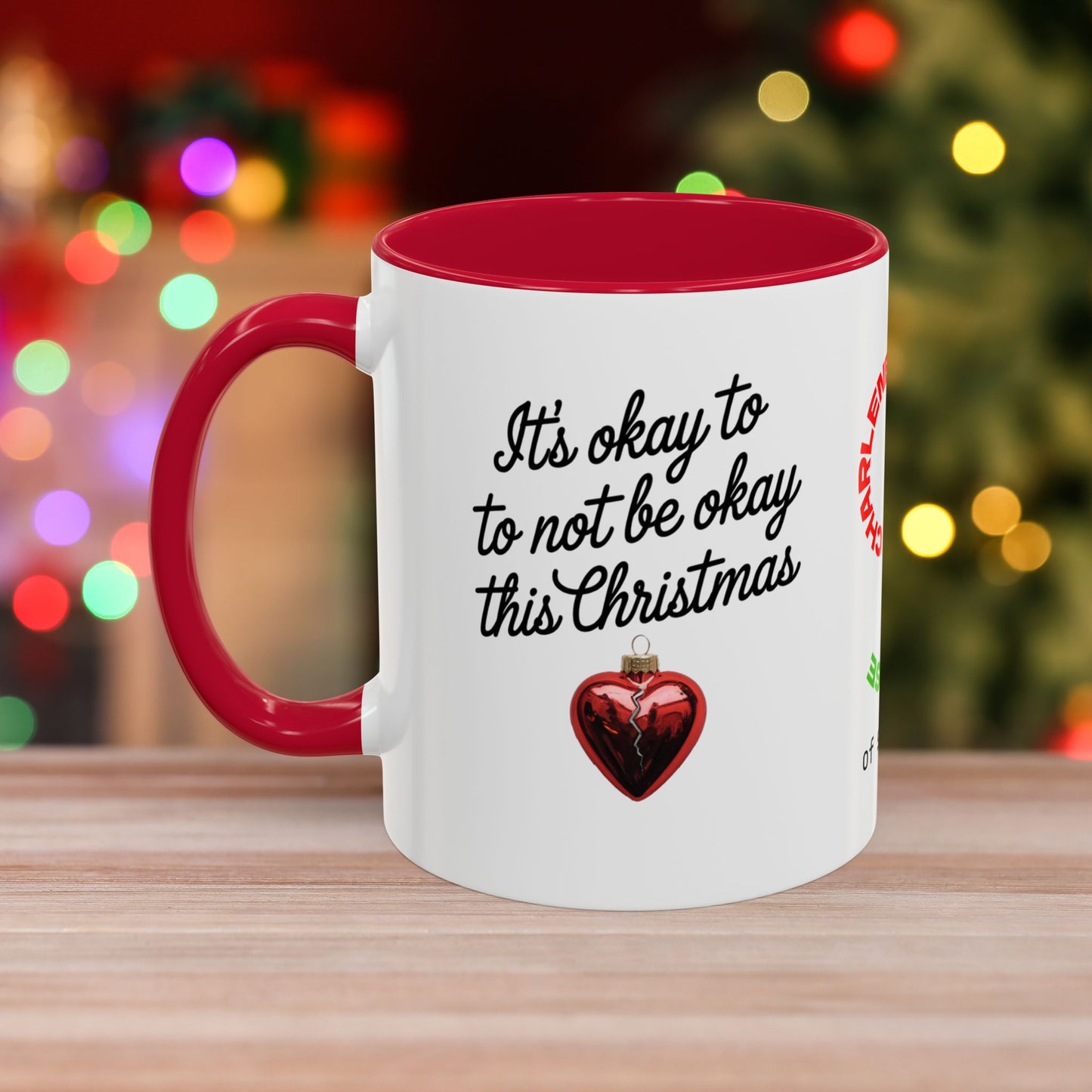 It's Okay to Not Be Okay This Christmas Mug - Personalized Holiday Coffee Cup, Mental Health Support Christmas Gift with Accent Color
