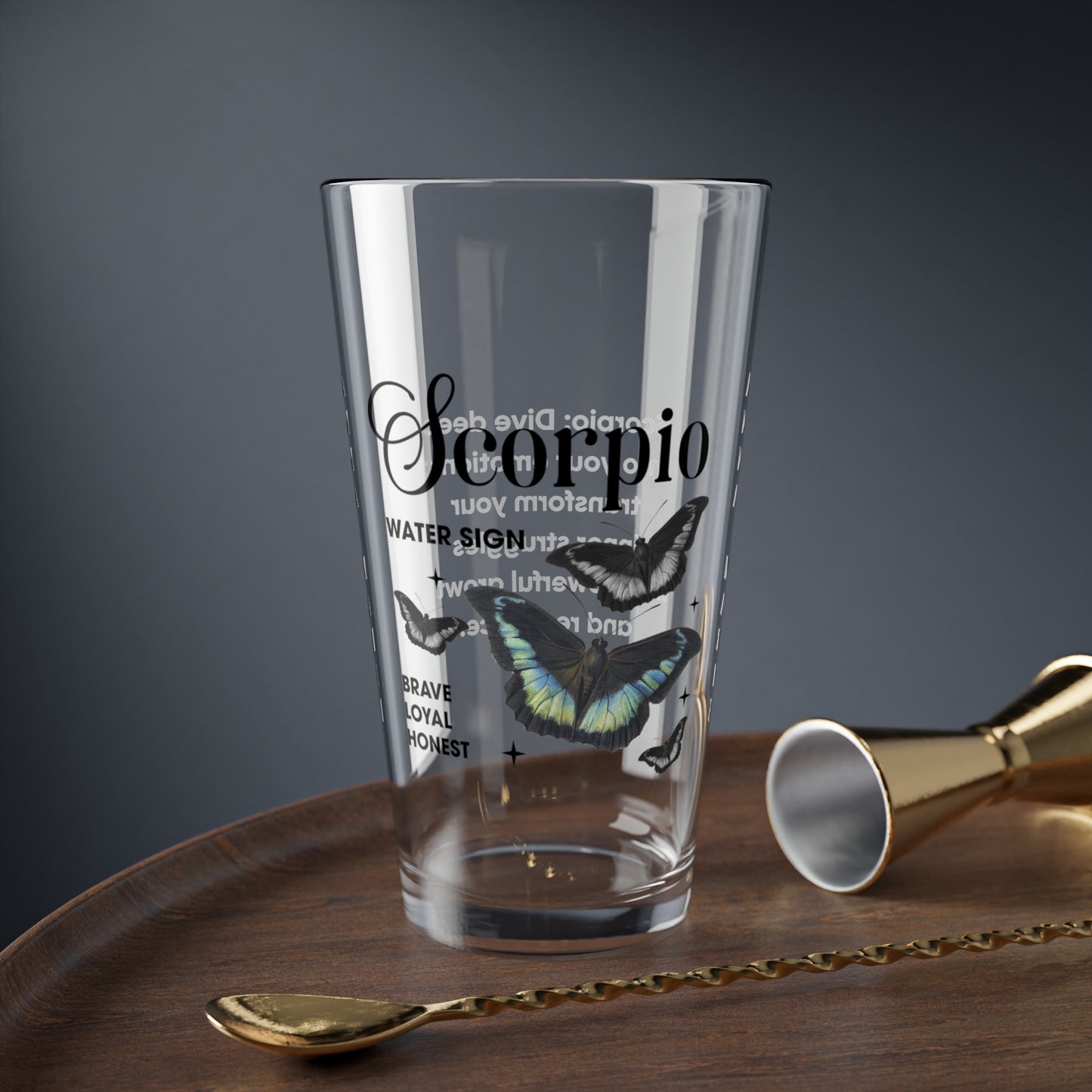 Scorpio custom astrology pint glass, 16oz zodiac star sign birthday drinkware gift