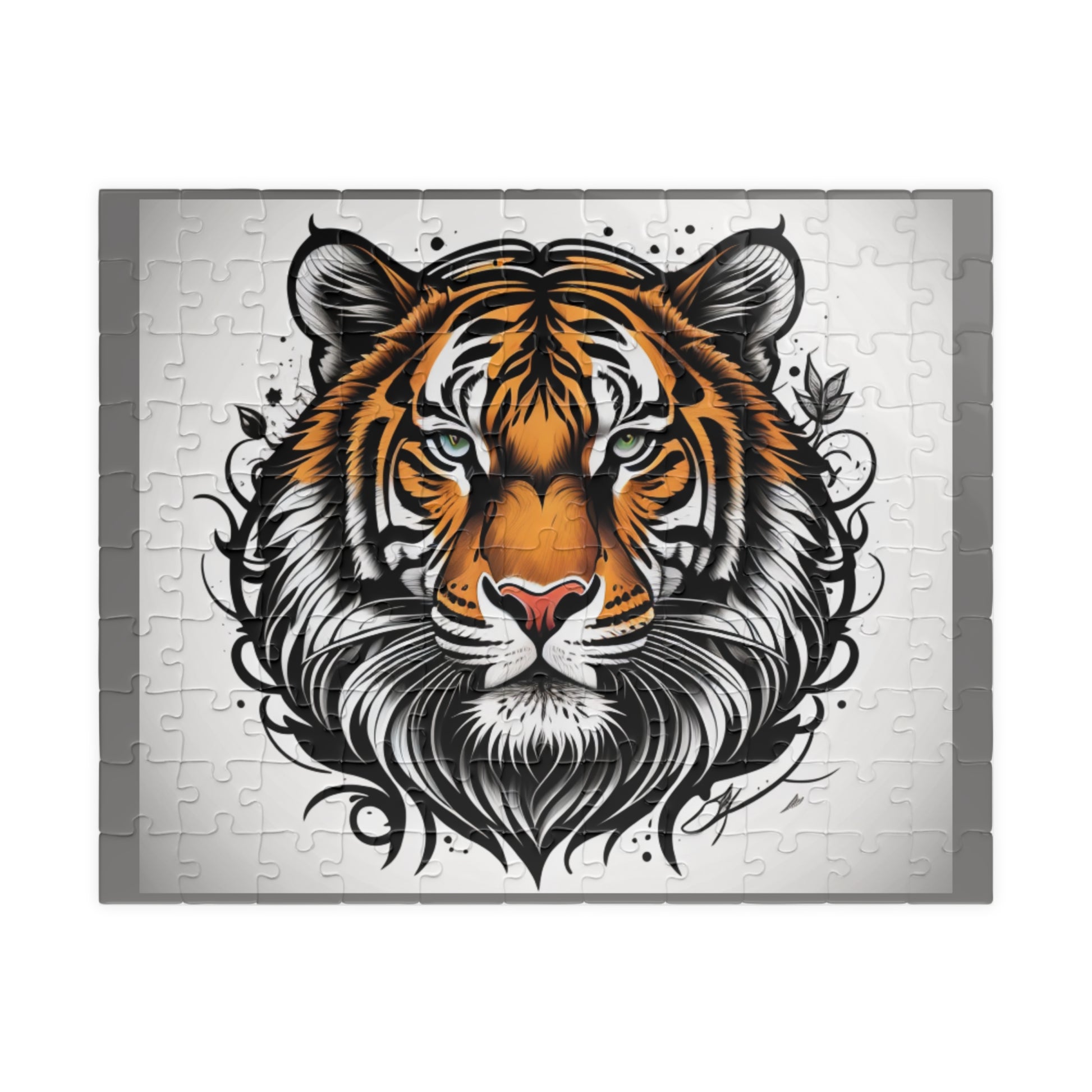 Lively tiger illustration full of wild energy, featured in a bold and inspiring puzzle design