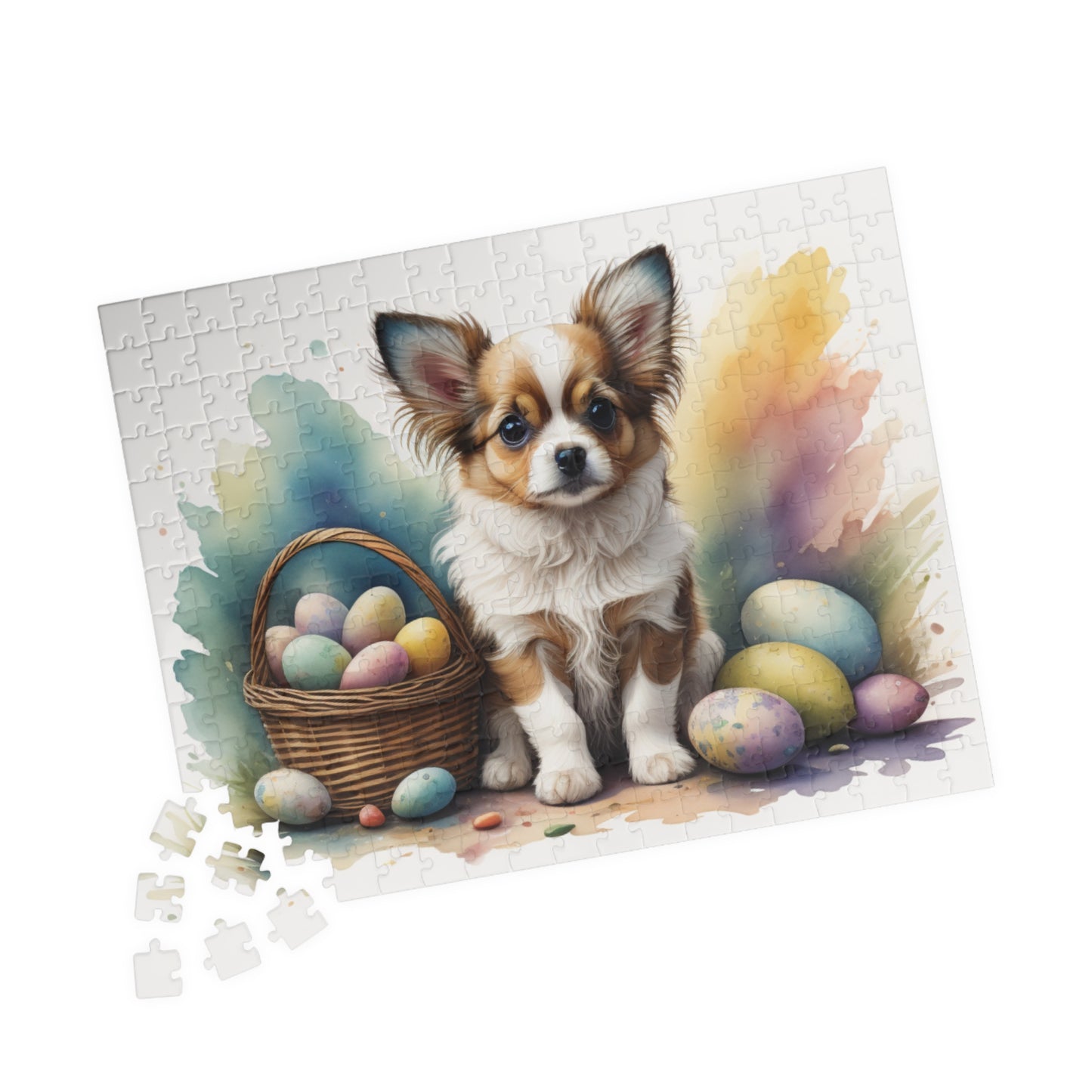 Papillon (White & Brown) Easter Puppy Puzzle - Dog Lovers, Mental Health Benefits, Holiday Fun, Mindfulness, Stress Relief, Festive Gift