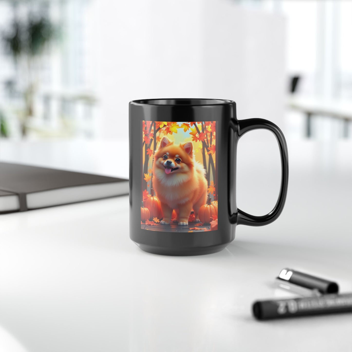 Pomeranian Orange - Personalized autumn coffee mug, cozy fall dog cup for Pomeranian parents