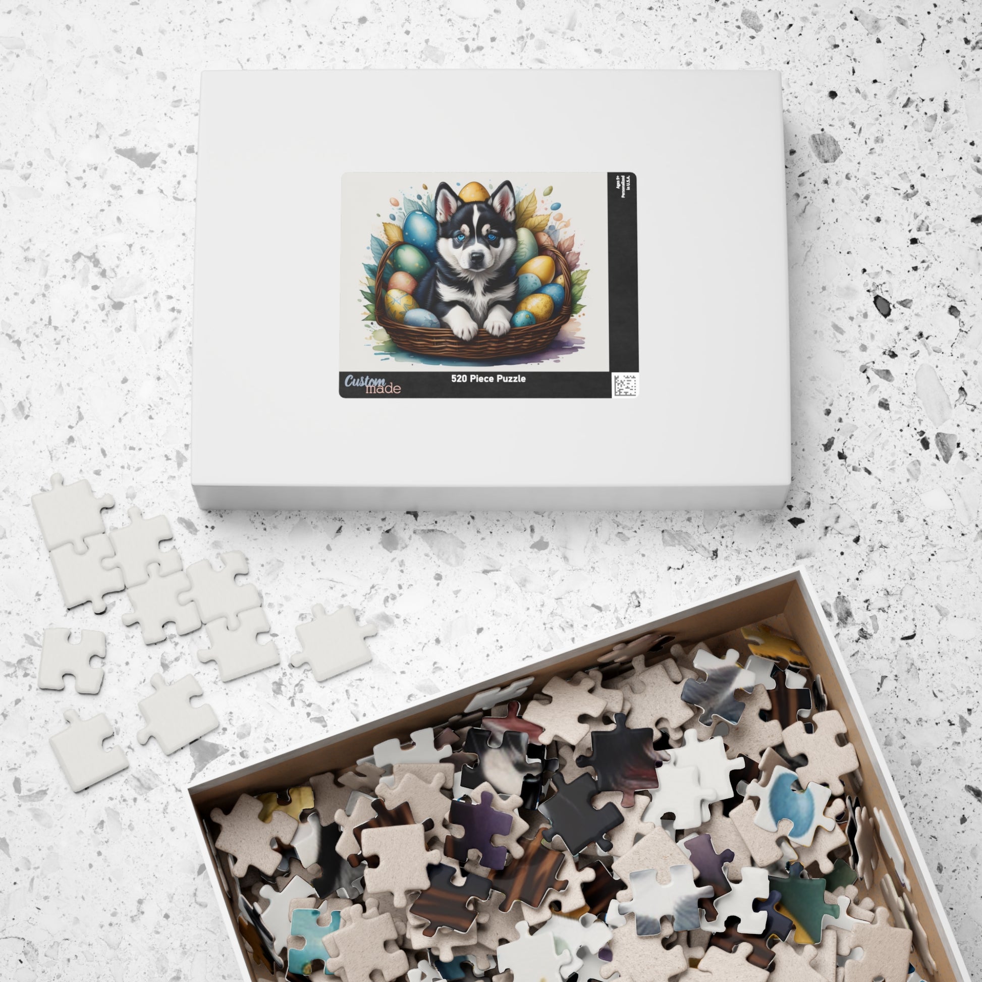 Siberian Husky Easter Puppy Puzzle - Dog Lovers, Mental Health Benefits, Holiday Fun, Mindfulness, Stress Relief, Festive Gift