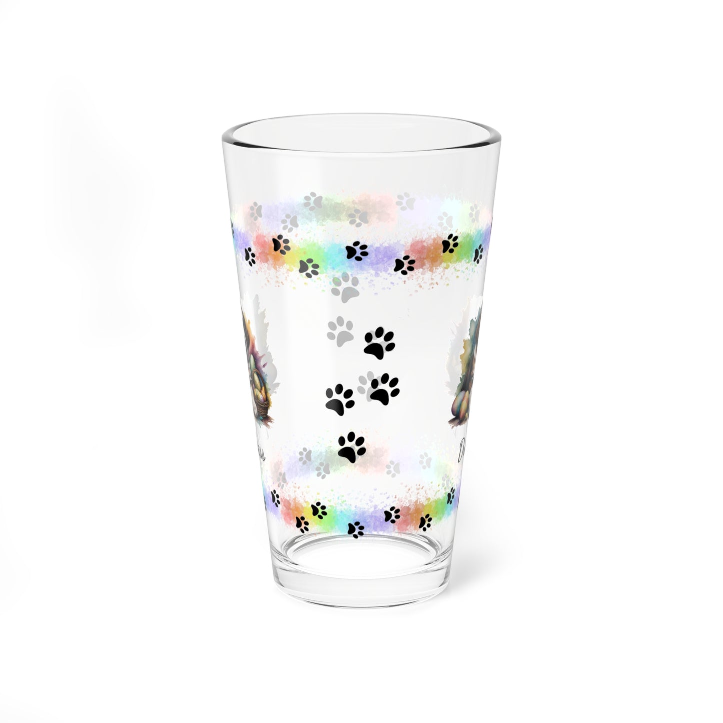 Saint Bernard Personalized Easter Puppy 16oz Pint Glass - Custom Dog Design, Mental Health Gift, Easter Décor, and Festive Celebrations