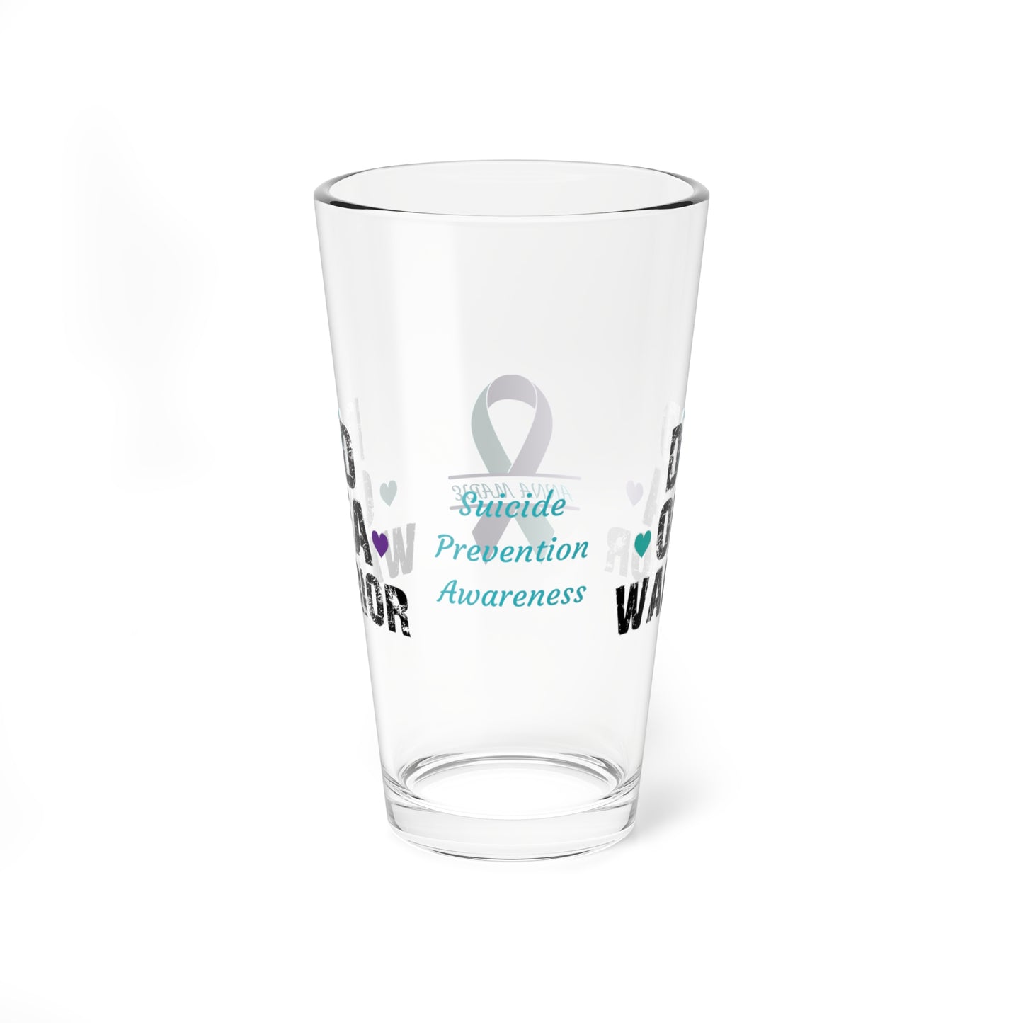 Dad of a Warrior: Personalized Suicide Prevention Awareness Warrior Pint Glass - Proud Family Member
