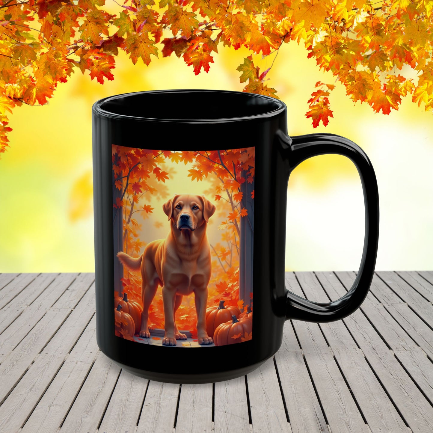 Fox Red Labrador autumn mug, personalized coffee cup, custom lab dog lover gift - MySisterIsASurvivor