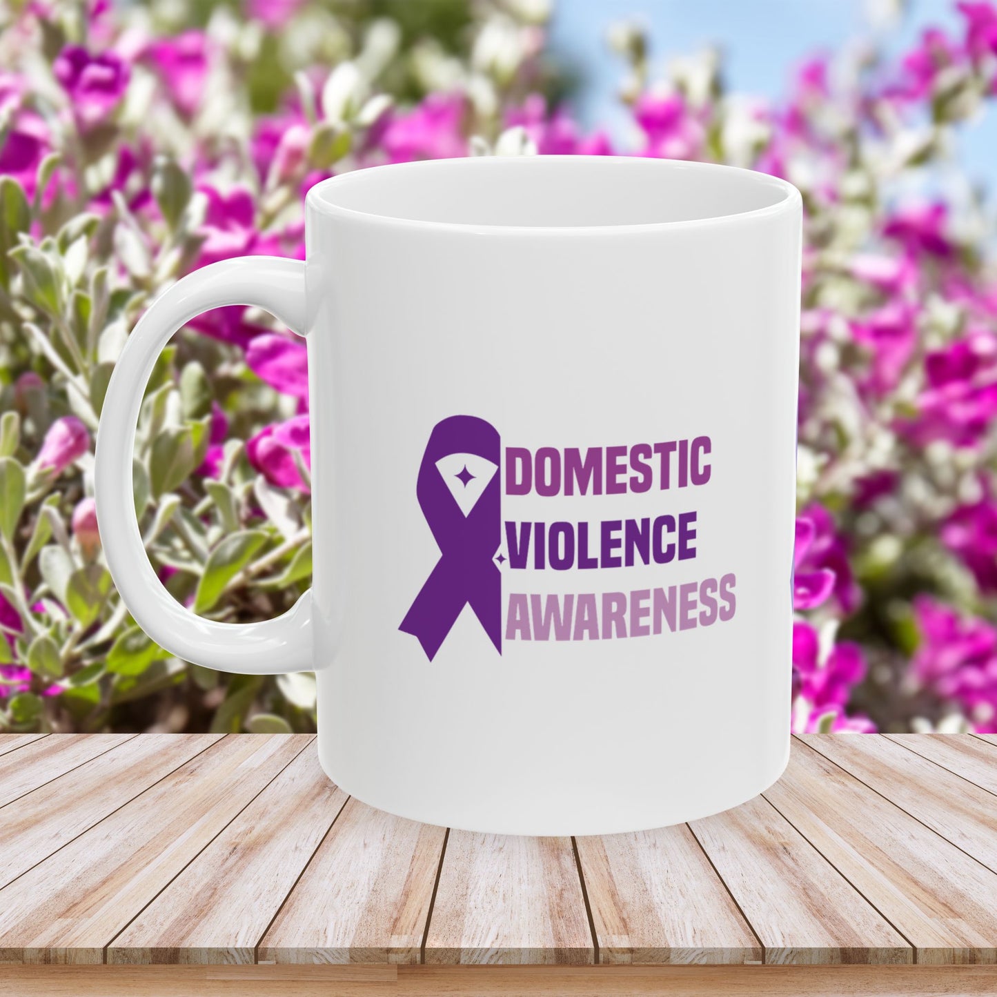 Domestic Violence Awareness Ceramic Mug - Support, Empowerment, Strength