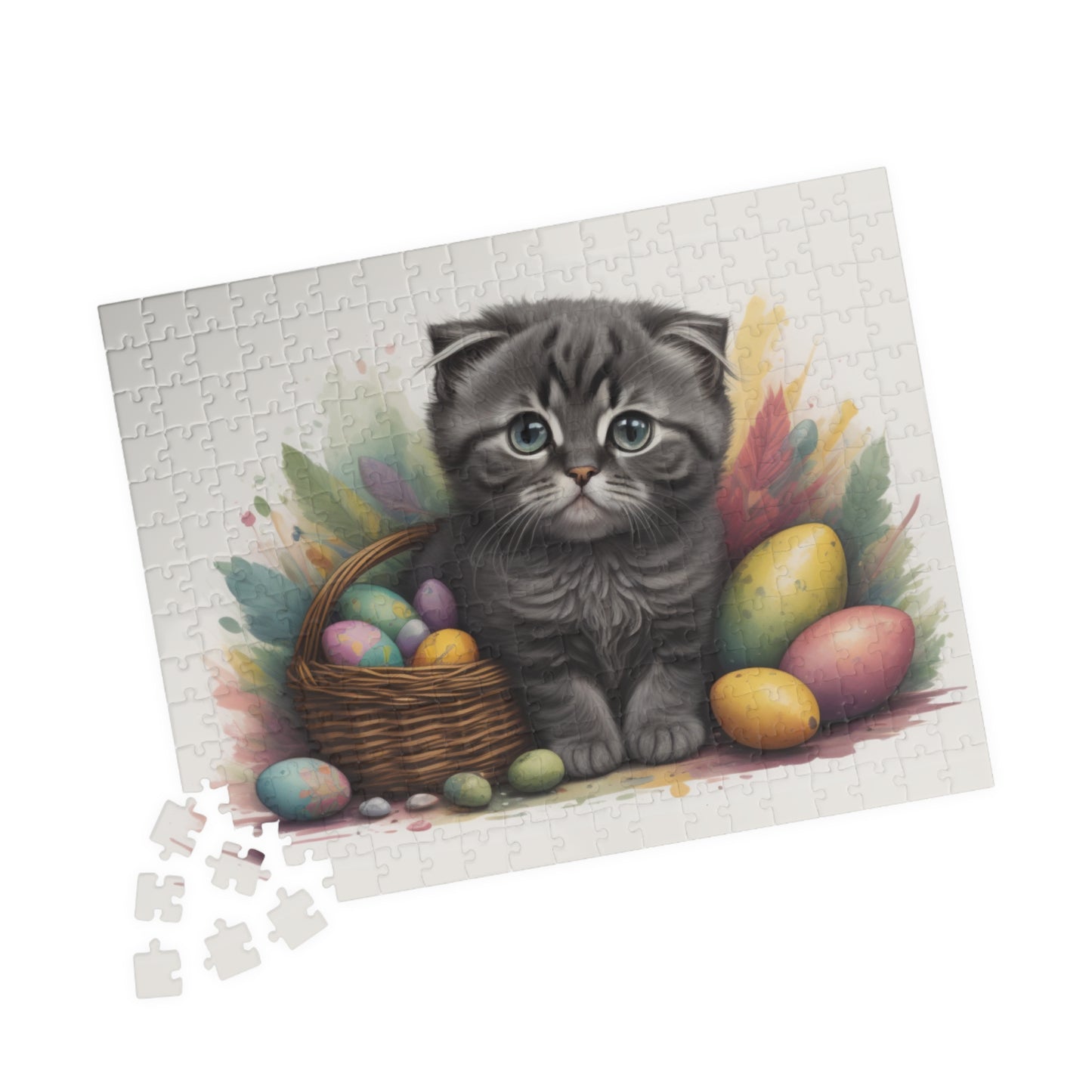 Scottish Fold Easter Kitten Puzzle - Cat Lovers, Mental Health Benefits, Holiday Fun, Mindfulness, Stress Relief, Festive Gift