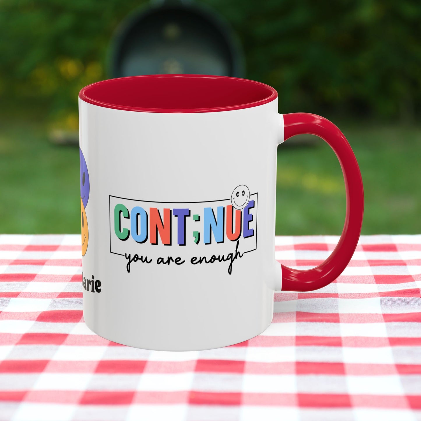 Continue, You Are Enough - Custom Retro Motivational Mug for Mental Health Support & Emotional Resilience
