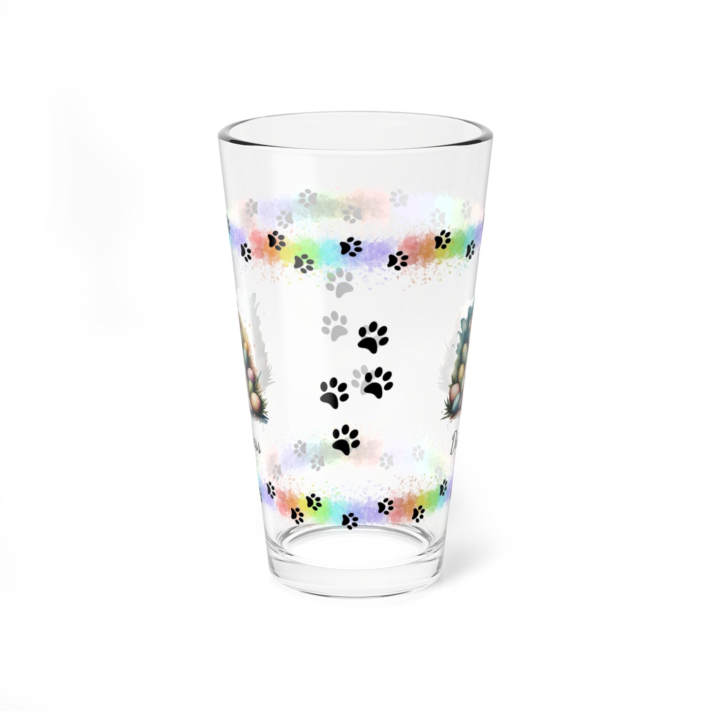 Pitbull (Tan) Personalized Easter Puppy 16oz Pint Glass - Custom Dog Design, Mental Health Gift, Easter Décor, and Festive Celebrations