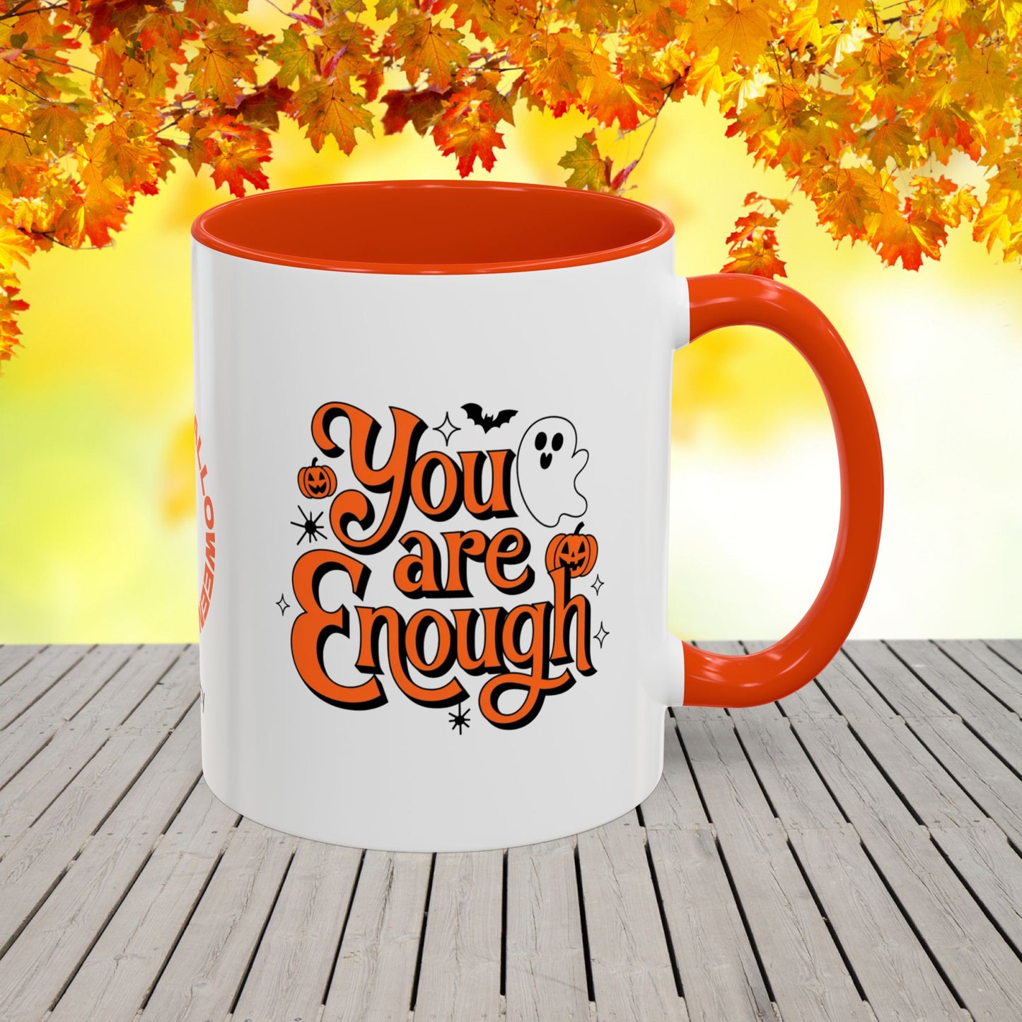 You Are Enough Halloween Mug -personalized Halloween coffee cup with name & positive message