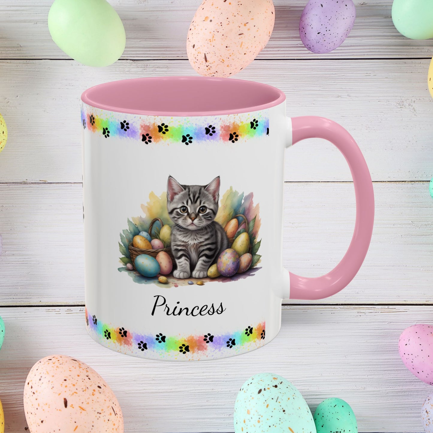 American Shorthair Easter kitten coffee mug, personalized cute cat gift for mental health support, cozy drinkware