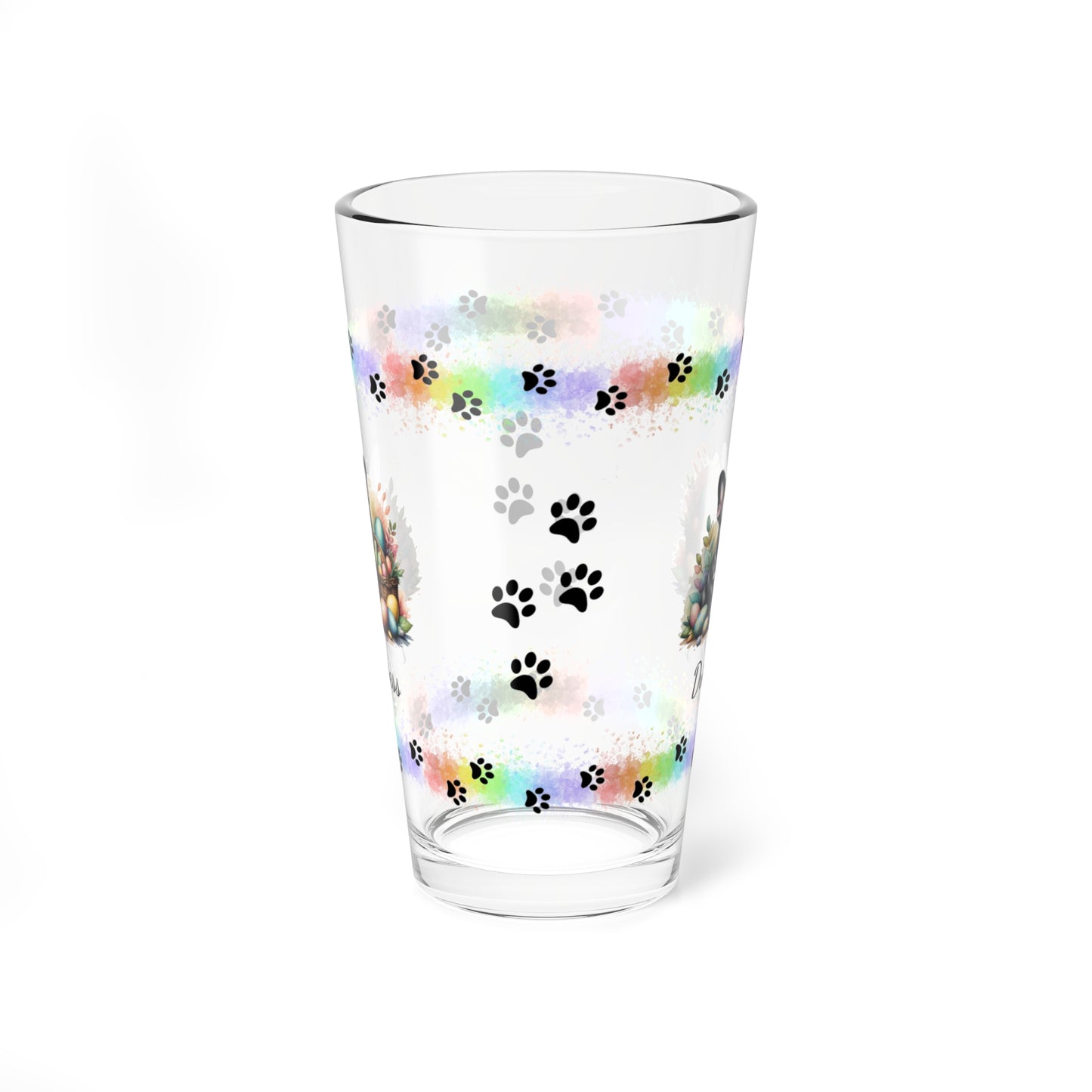 French Bulldog (Black) Personalized Easter Puppy 16oz Pint Glass - Custom Dog Design, Mental Health Gift, Easter Décor, and Festive Celebrations