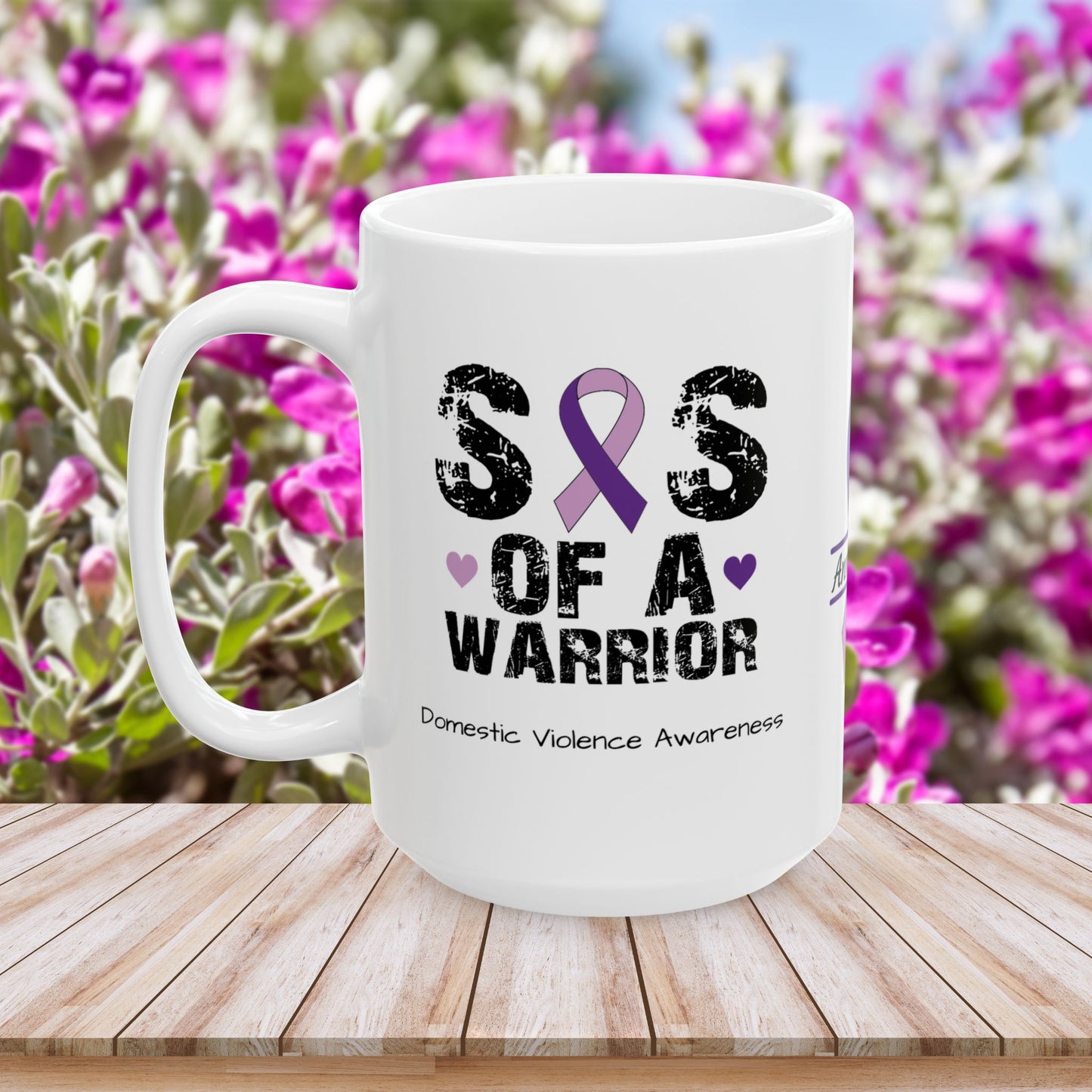 Sis of a Warrior mug - DV support mug with empowering message and custom personalization