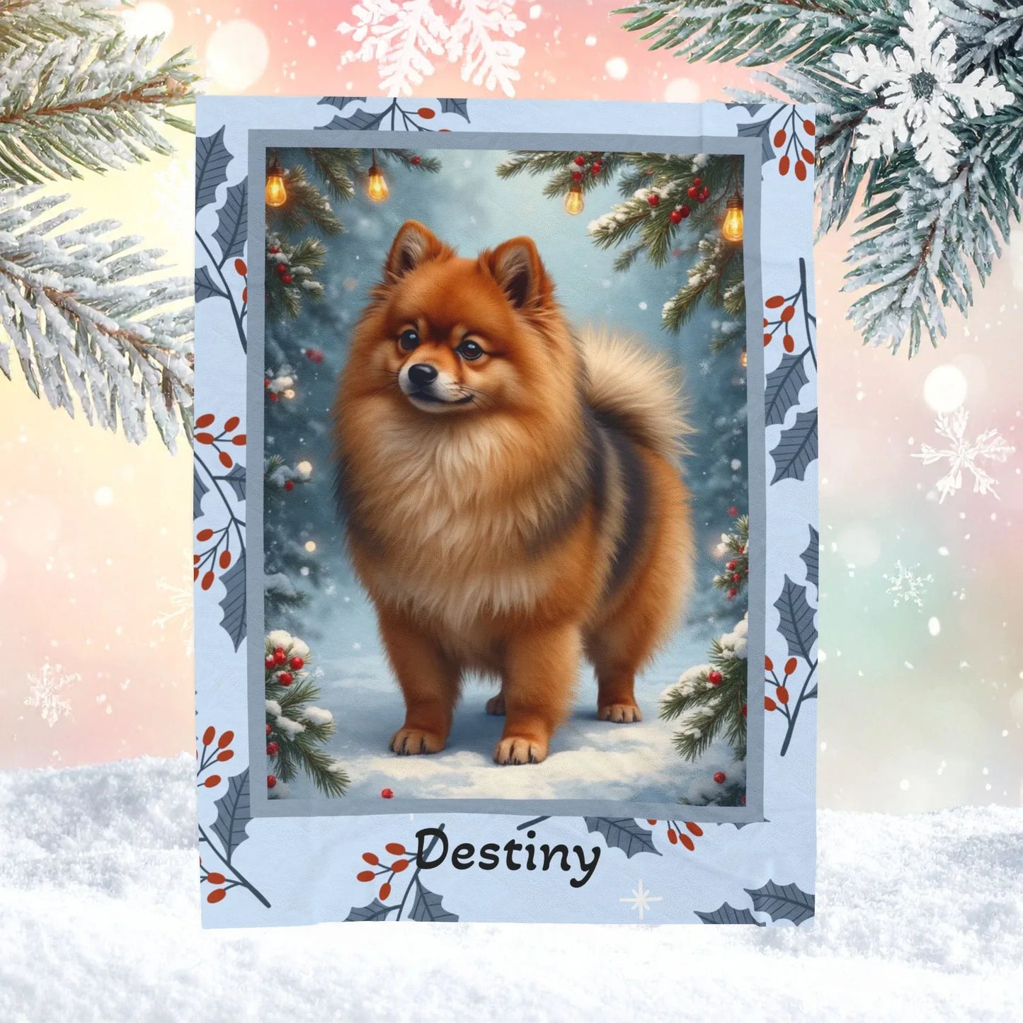Shop our premium pomeranian orange sable winter dog lovers lodge blanket from MySisterIsASurvivor.
