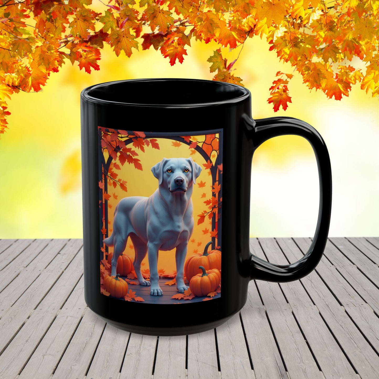 Silver Labrador autumn mug, personalized coffee cup for dog lovers, cozy fall drinkware - MySisterIsASurvivor