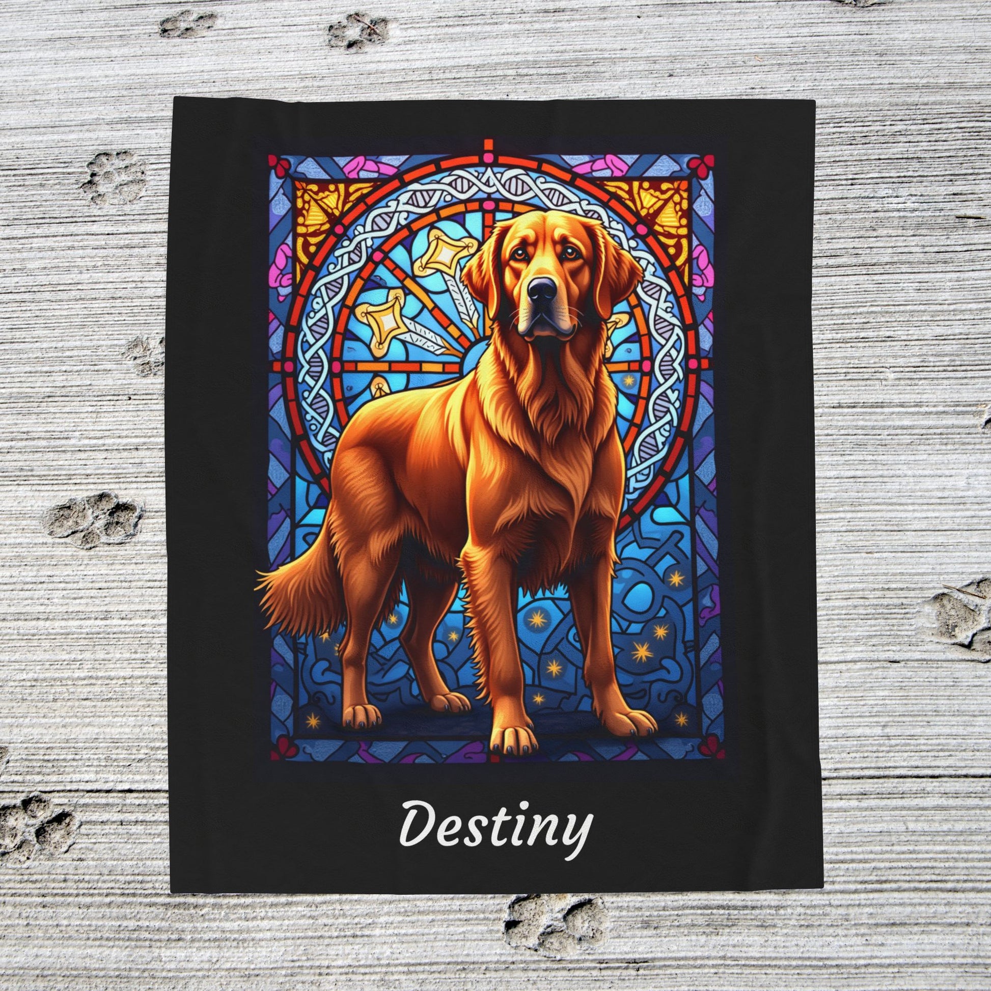 Golden Retriever Red Coat Personalized Velveteen Plush Blanket, Artistic Dog Throw, Personalized Gift