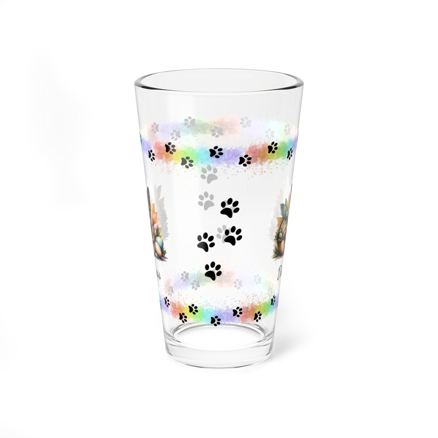 German Shepherd (Saddle) Personalized Easter Puppy 16oz Pint Glass - Custom Dog Design, Mental Health Gift, Easter Décor, and Festive Celebrations