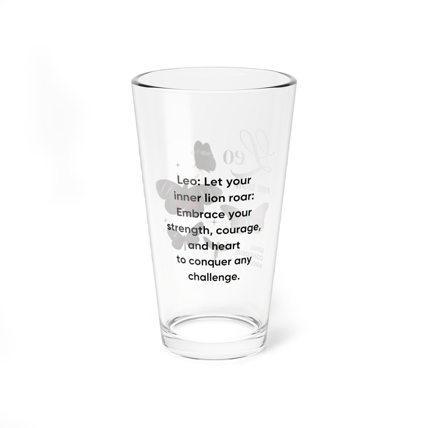 Leo personalized astrology pint glass, 16oz zodiac horoscope birthday drinkware gift for star sign fans