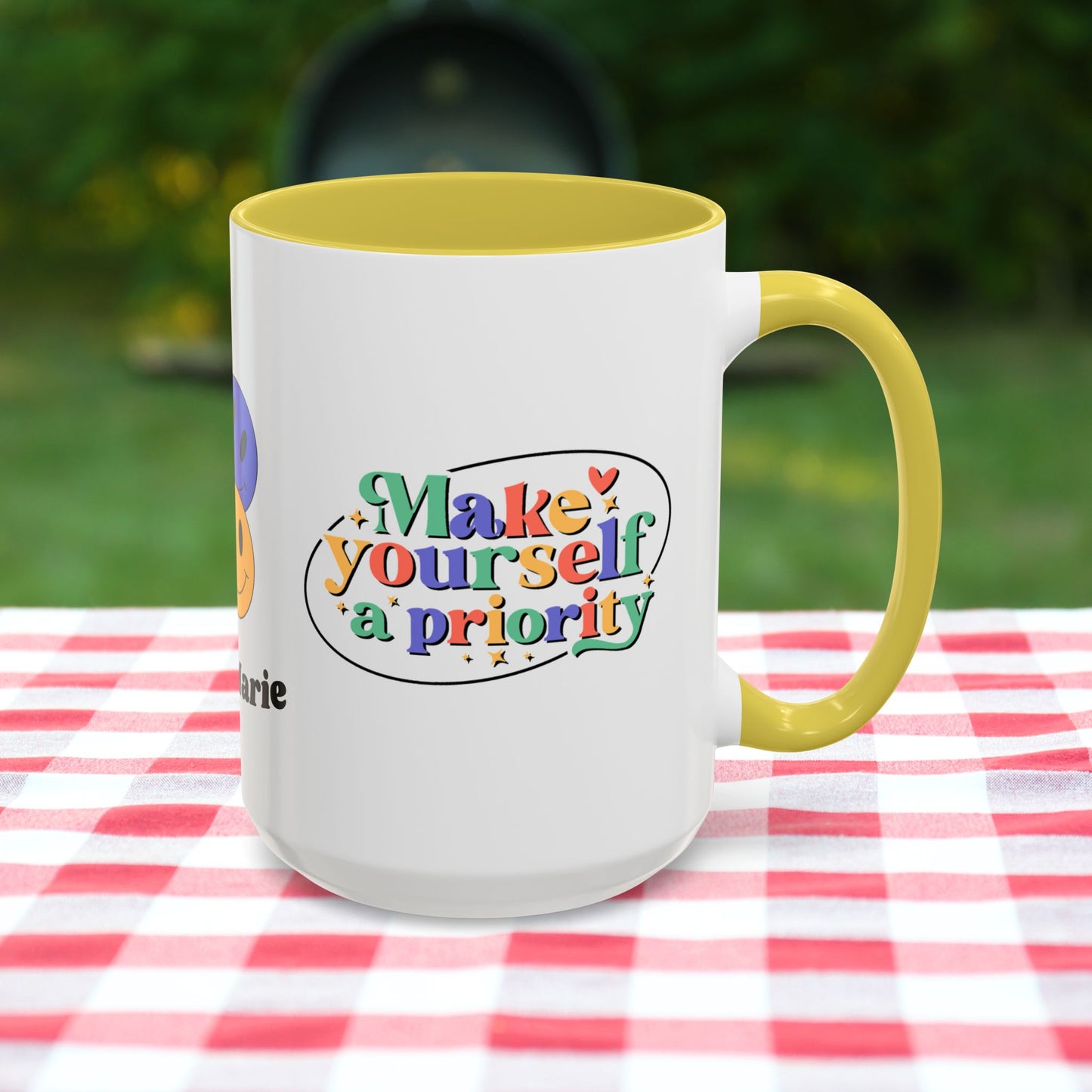 Make Yourself a Priority - Personalized Retro Self-Care Affirmation Mug for Mental Health Wellness