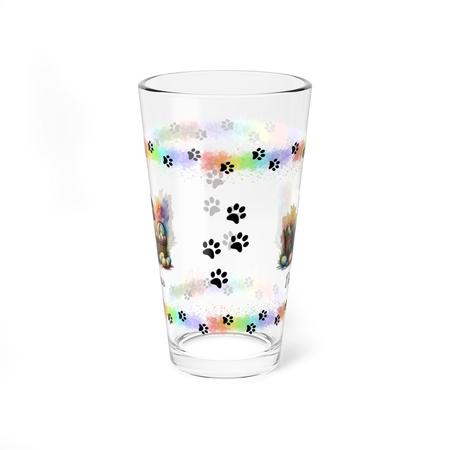 Great Dane (Black) Personalized Easter Puppy 16oz Pint Glass - Custom Dog Design, Mental Health Gift, Easter Décor, and Festive Celebrations