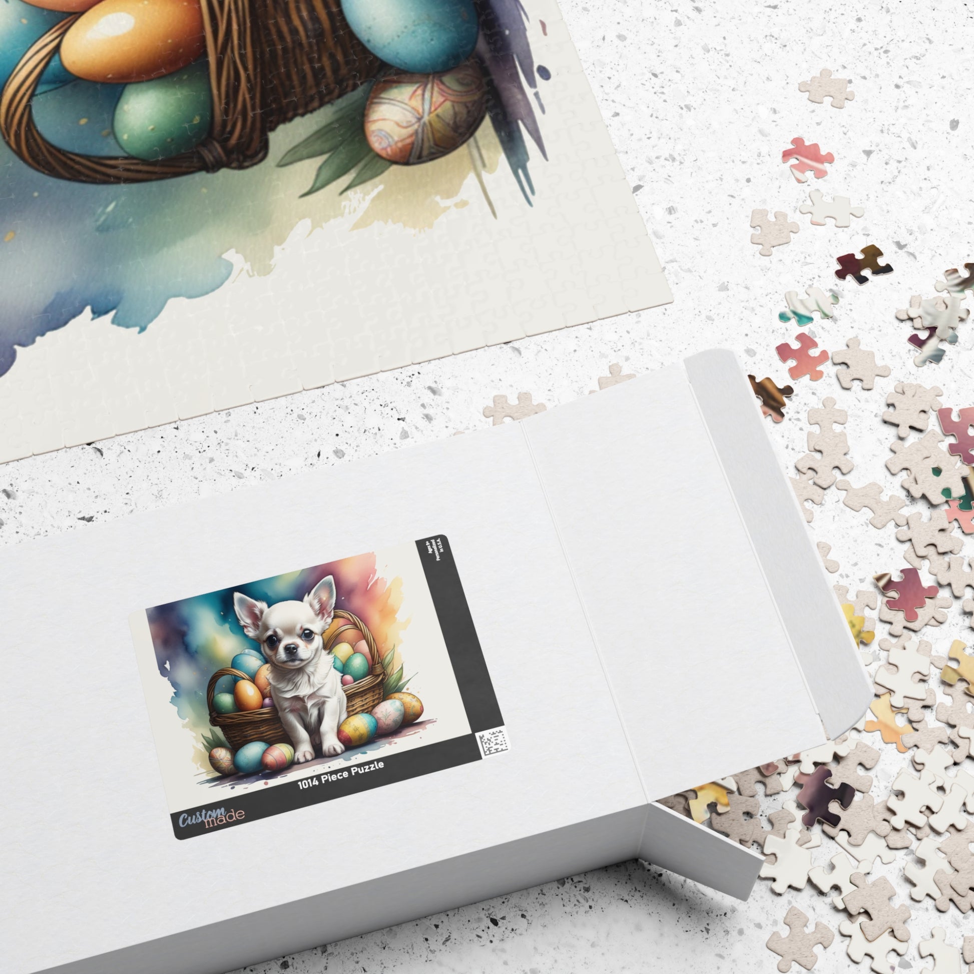 Chihuahua (White) Easter Puppy Puzzle - Dog Lovers, Mental Health Benefits, Holiday Fun, Mindfulness, Stress Relief, Festive Gift