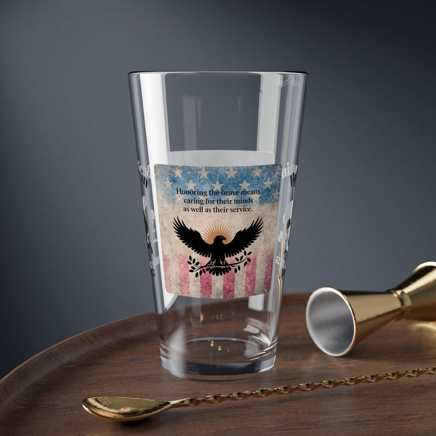 Personalized Memorial Day Pint Glass - "Honoring The Brave", PTSD Awareness Gift for Veterans & Memorial Days