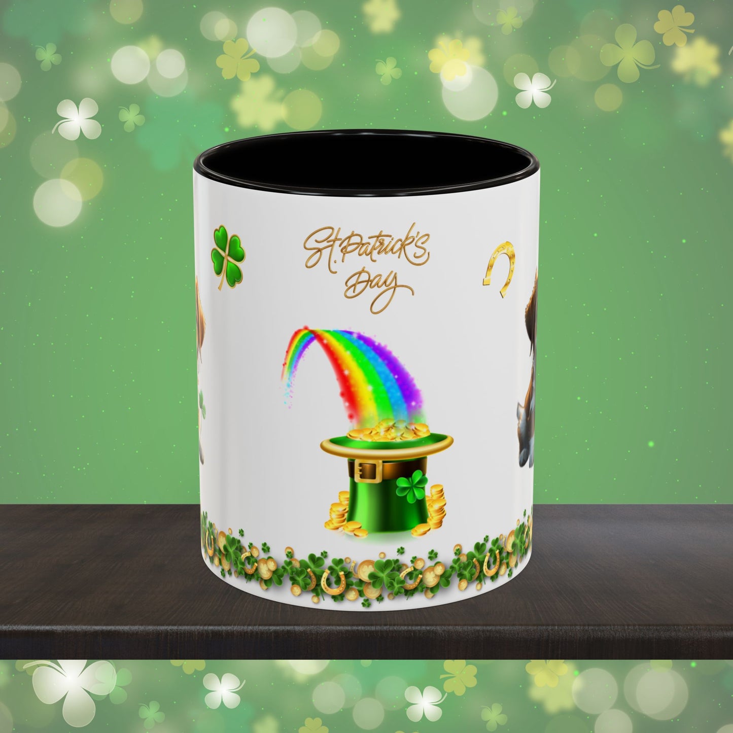 Lucky Leprechaun Pup: St. Patrick's Day Two-Tone Coffee Mug - Festive Ceramic Mug for Positivity & Mindfulness