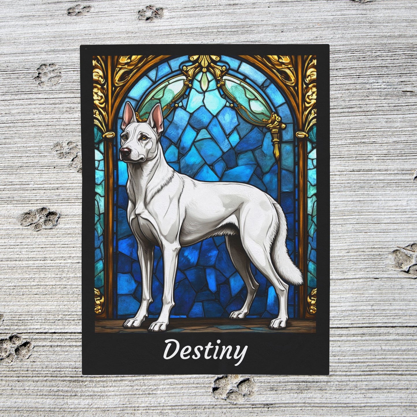 Belgian Malinois white velveteen blanket, dog throw, personalized stained glass pet lover gift - MySisterIsASurvivor