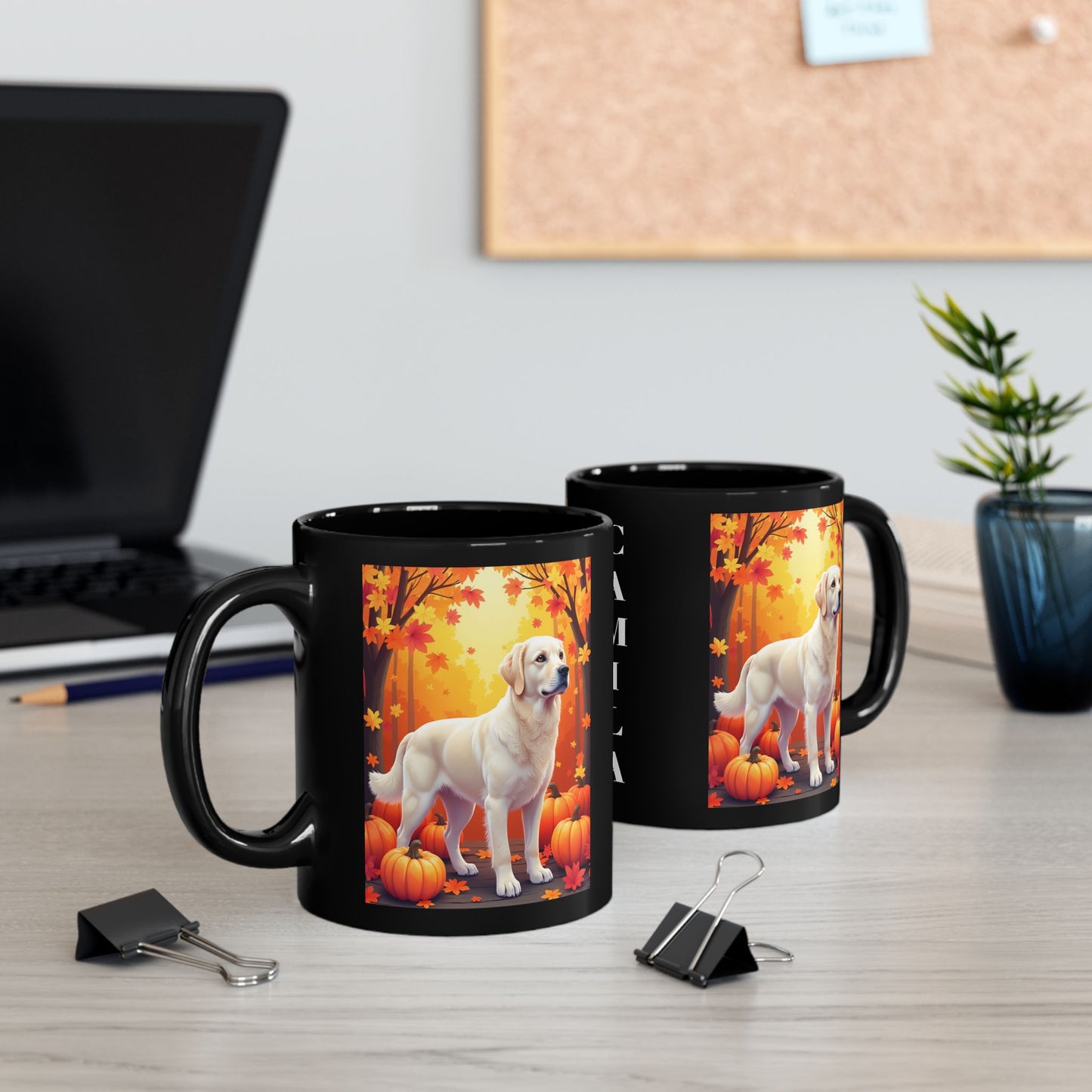 Cream Golden Retriever autumn mug, personalized coffee cup for Retriever fans and fall gift - MySisterIsASurvivor
