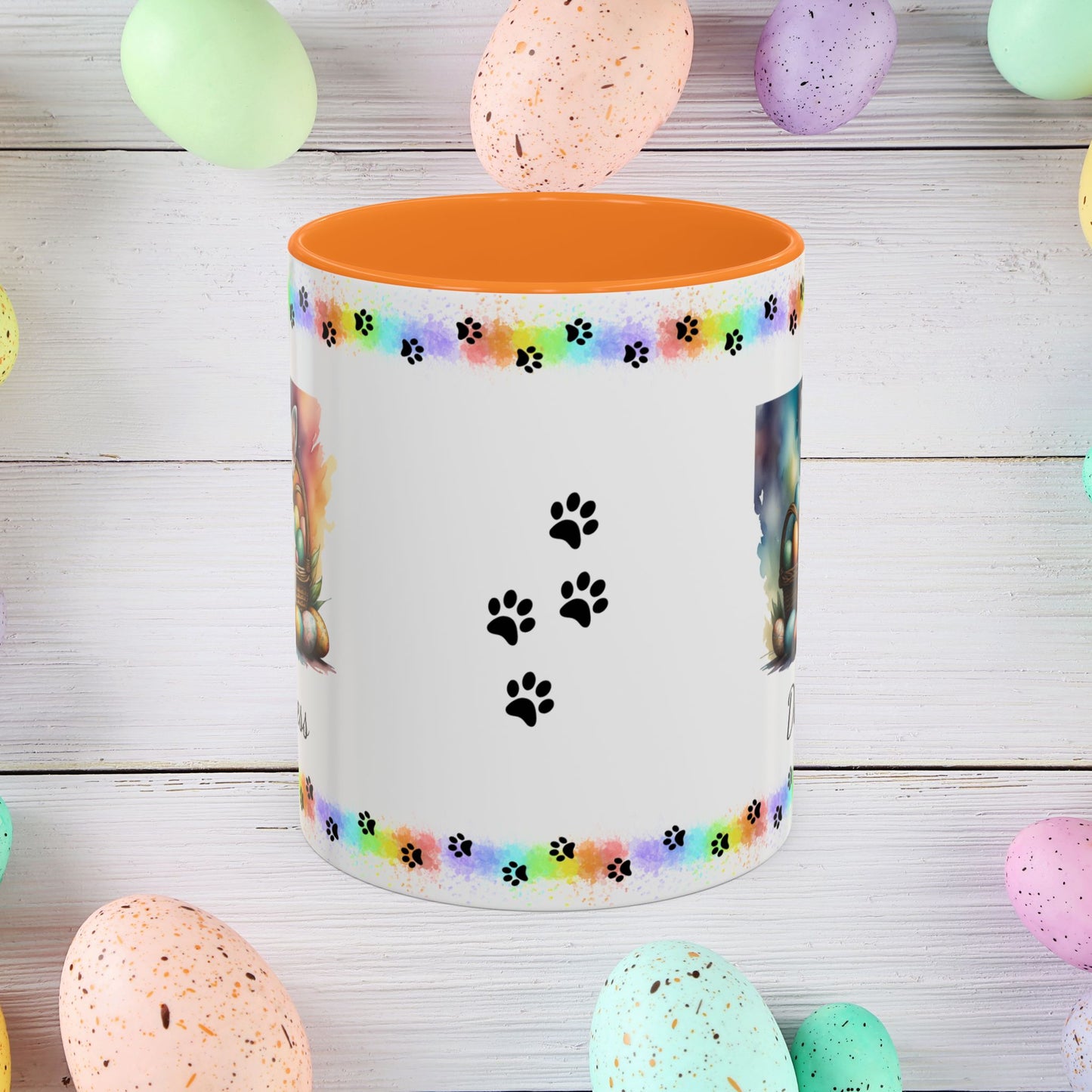 Chihuahua White personalized Easter puppy mug, cute dog coffee cup, mental health awareness gift for dog lovers