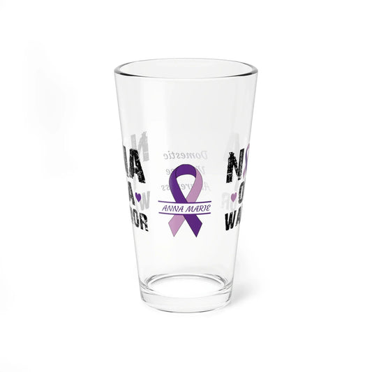 Shop our premium nana of a warrior domestic violence awareness pint glass 16oz from MySisterIsASurvivor.